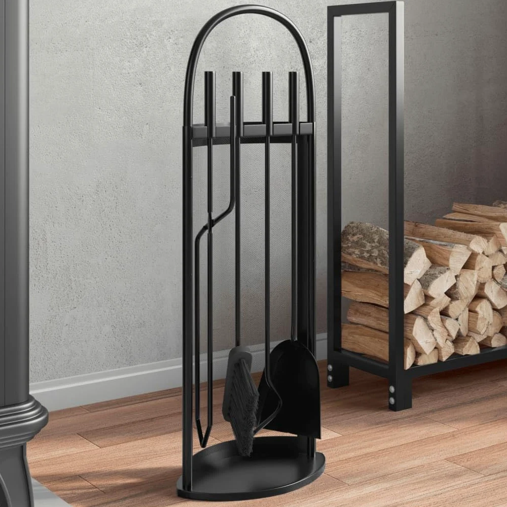 Juego de Herramientas para Chimenea de 5 Piezas, 23 x 15 x 66 cm, Acero, Casa y jardín Accesorios para hornos de leña y chimeneas Herramientas para chimeneas, Negro, 3.42kg