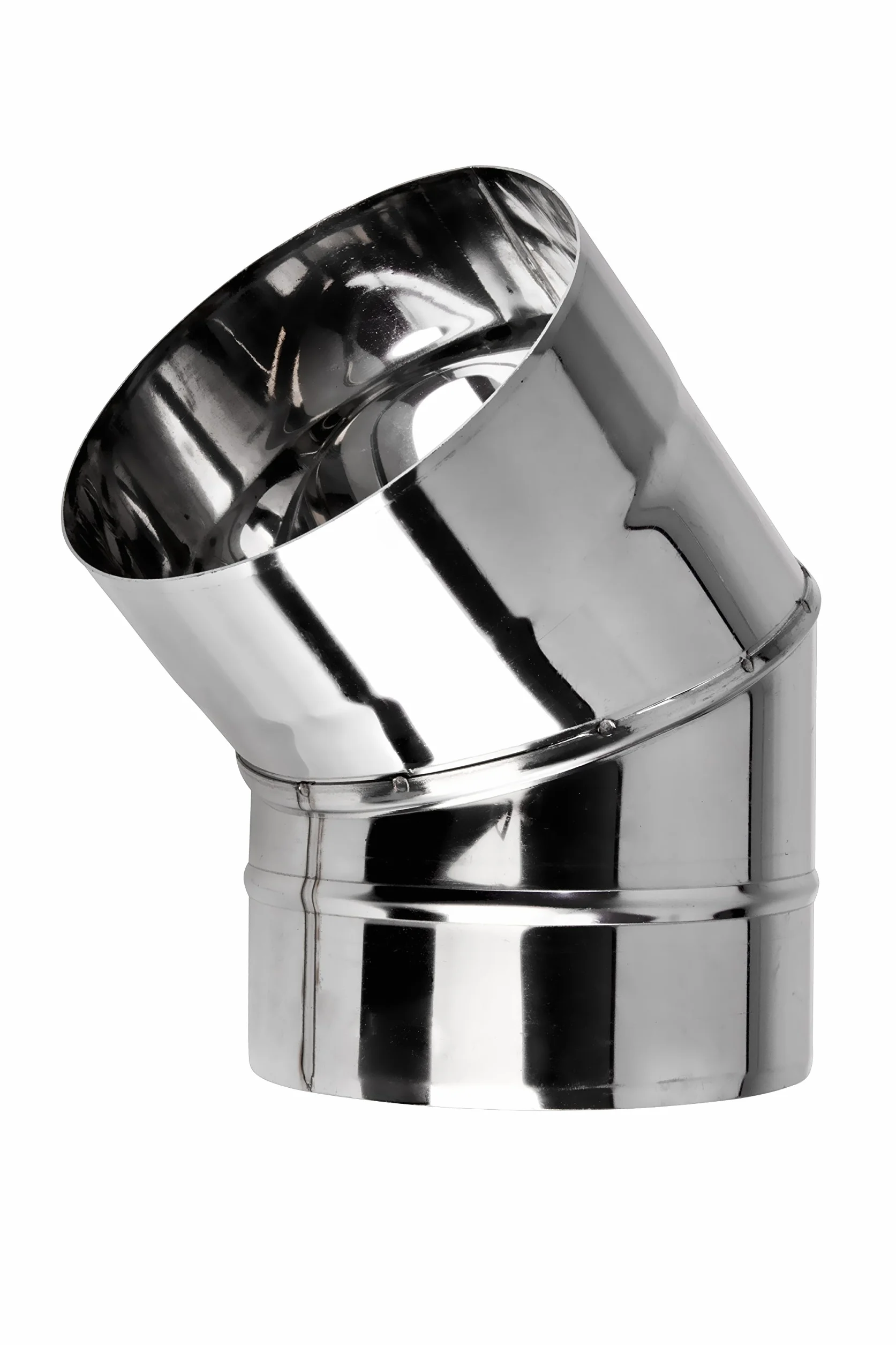 Codo de 45 grados de chimenea con revestimiento de acero inoxidable, de metal y curvo, estufas con tubos de ventilación de 45 grados, plateado, KJ29/100
