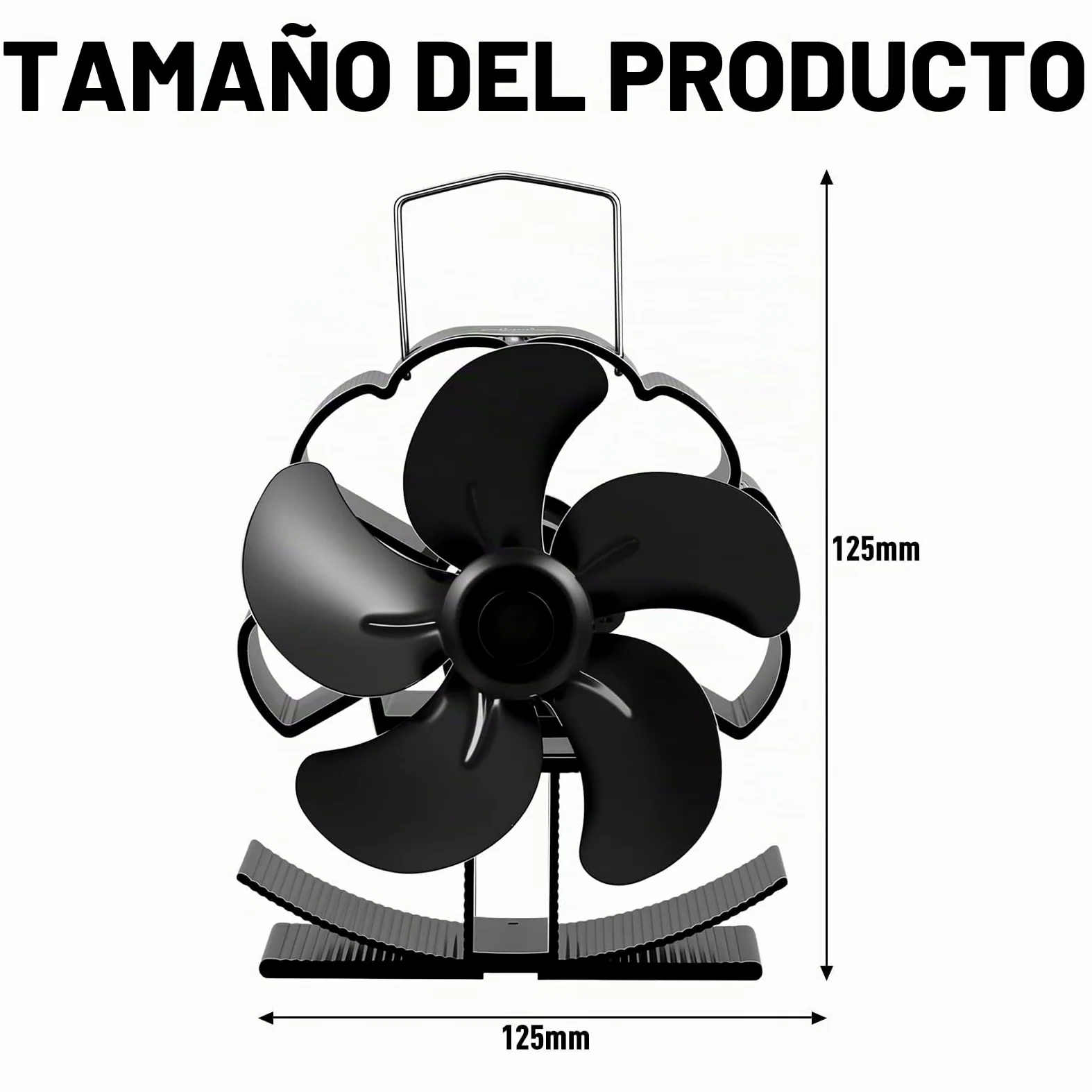 LURICO Ventilador de Chimenea sin electricidad, 5 Aspas Ventilador de Estufa, Ventilador de Estufa de Lena Silencioso para Estufas de Leña de Leña, Leña, Chimenea, Estufa (Negro)