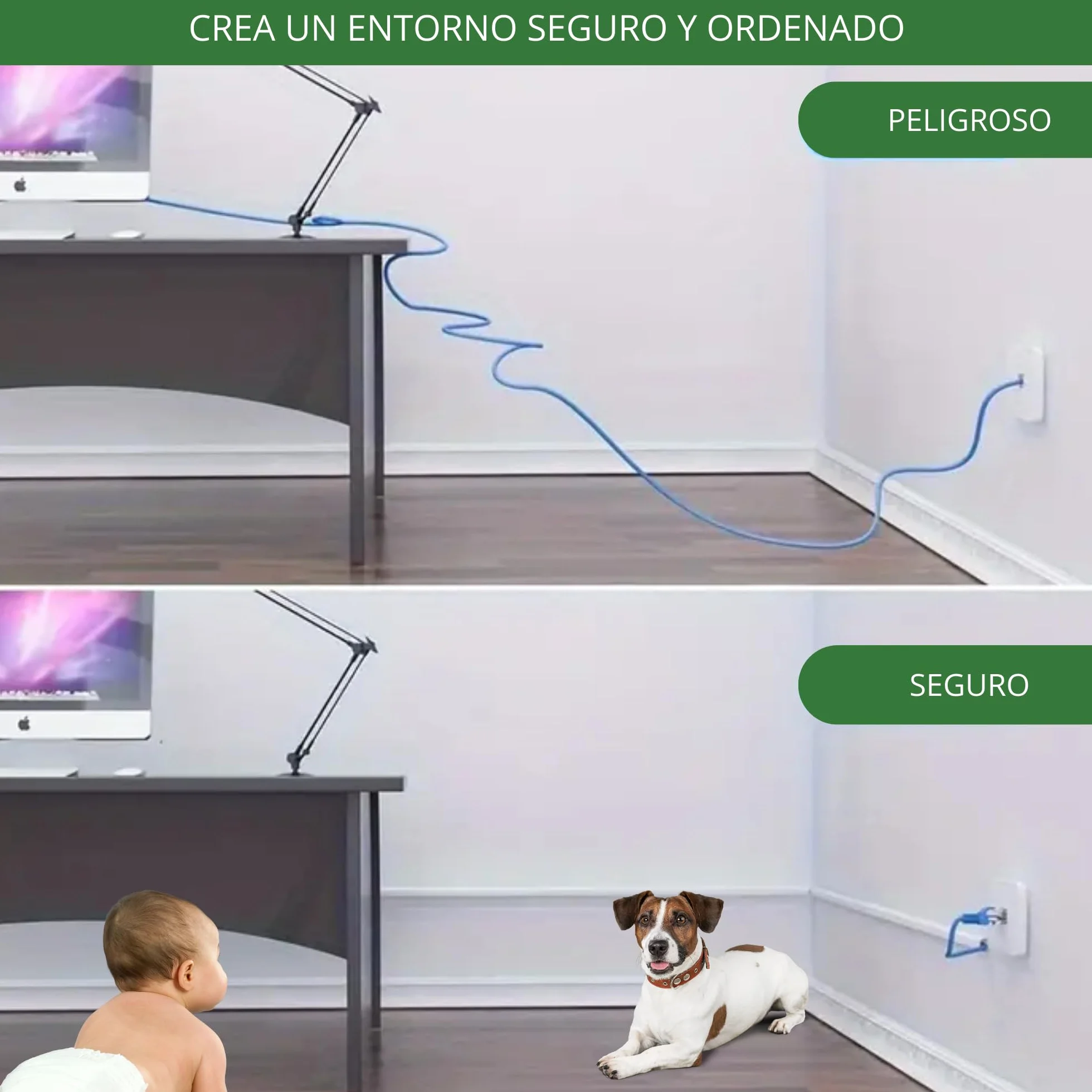 Canaleta Cables Pared Adhesivo 6x1metro (15x10mm) Blanco 10 Accesorios