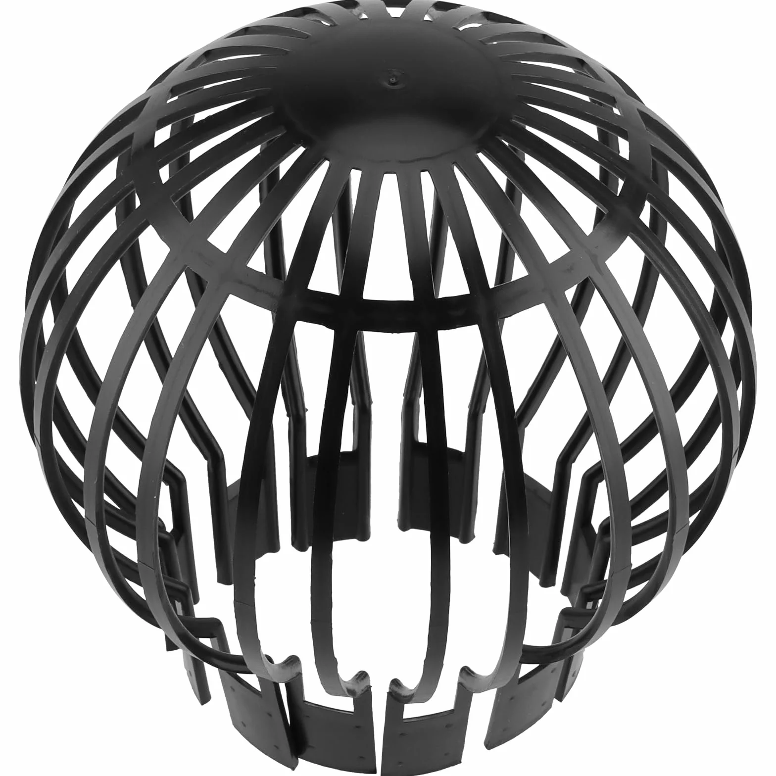 12 protectores de canalón de plástico, protector de hojas de plástico negro, protector de bola de canalón, cubierta de hojas de drenaje, protector de bajante para obstrucciones de hojas de