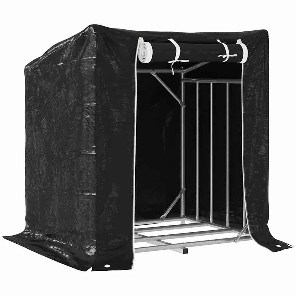 vidaXL Leñero Cubierta Lluvia 100,5x80,5x110,5 cm Acero galvanizado, Almacenamiento de leña, Soporte para leña para Chimenea, Almacenamiento de leña para Interior