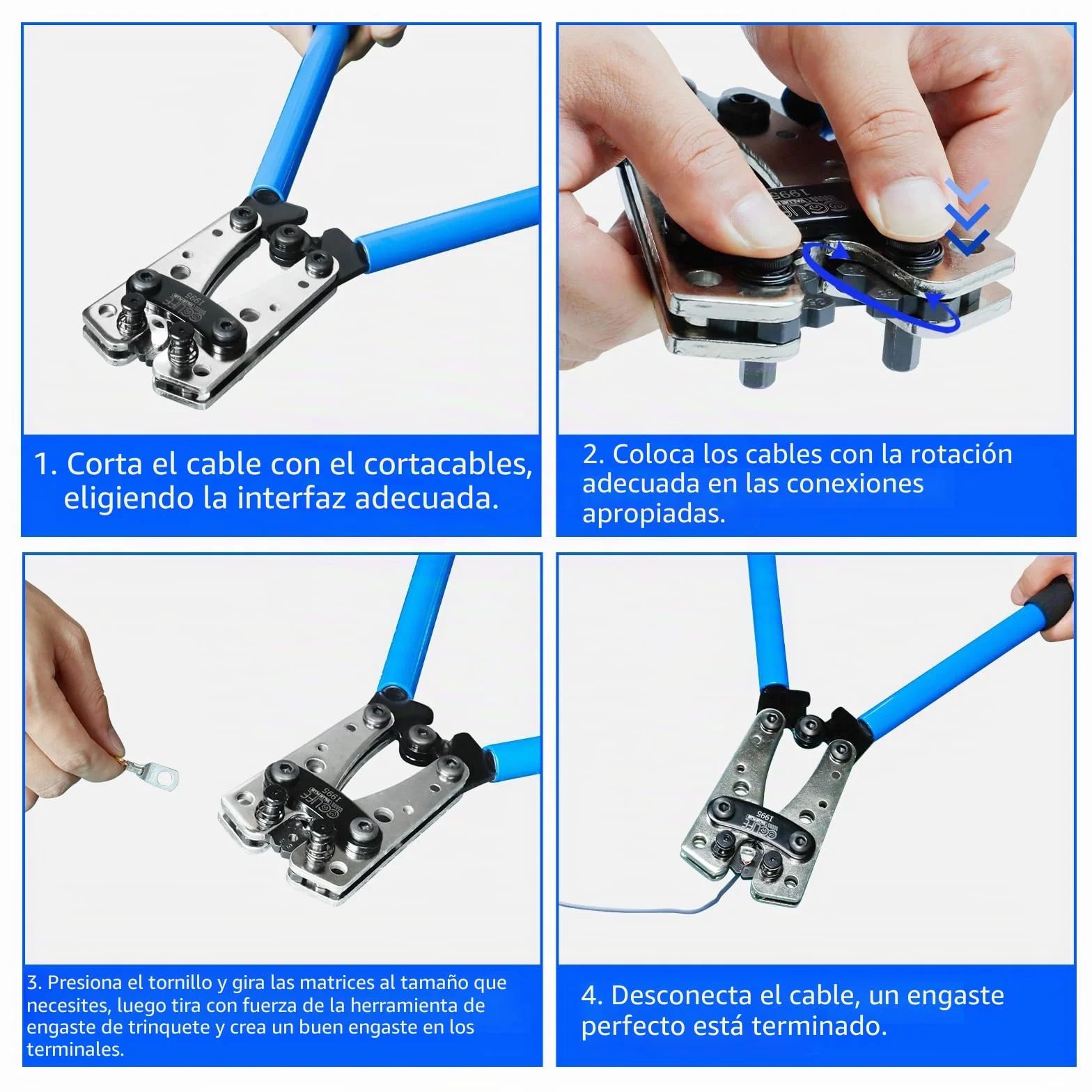 CCLIFE Crimpadora Terminales Electricos Alicates 6-50 mm² (AWG 10-0)