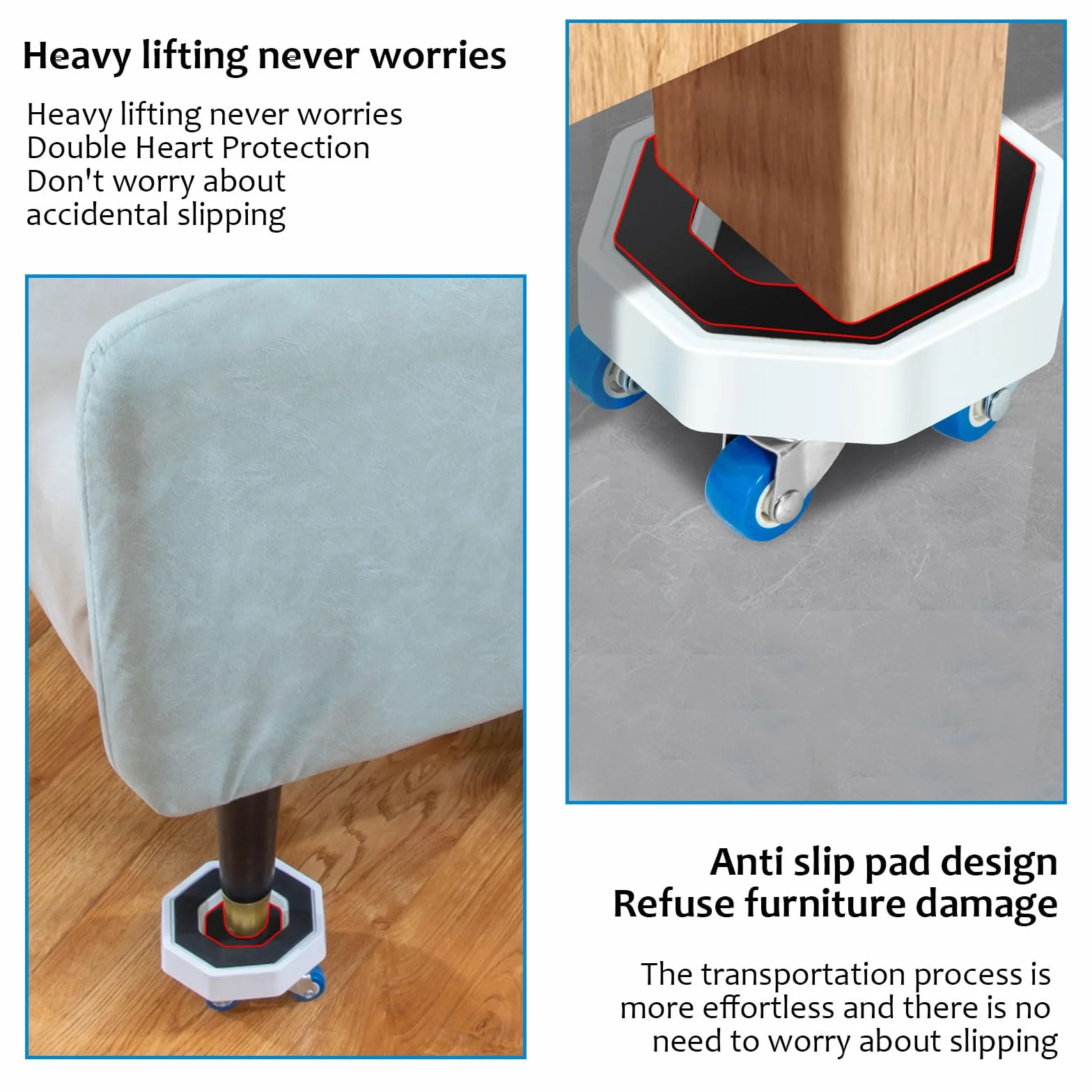 Kit de desplazamiento con ruedas para muebles y elevadores para muebles pesados – Patin deslizante para muebles pesados con elevador de muebles, elevador de puerta y herramientas de