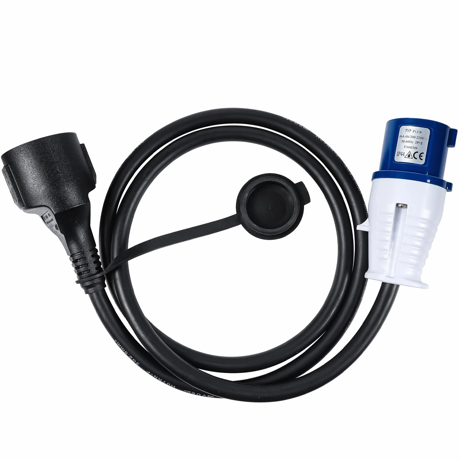 AOHEWEI Cable Adaptador CEE 1,5M, Acoplamiento Schuko a Enchufe CEE y Contacto de Tierra H07RN-F 3G2,5mm² 230V/16A Alimentación IP44 A Prueba de Salpicaduras para Camping Caravana Barco y Autocaravana