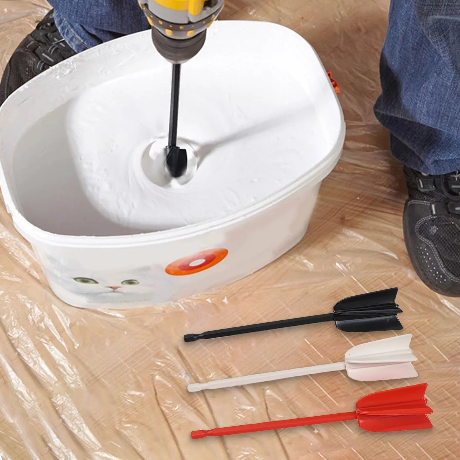 6 accesorios mezcladores de resina epoxi para taladro, batidor en espiral para pinturas, esmaltes de cerámica, manchas, 16.5 pulgadas de largo, varillas mezcladoras ABS reutilizables