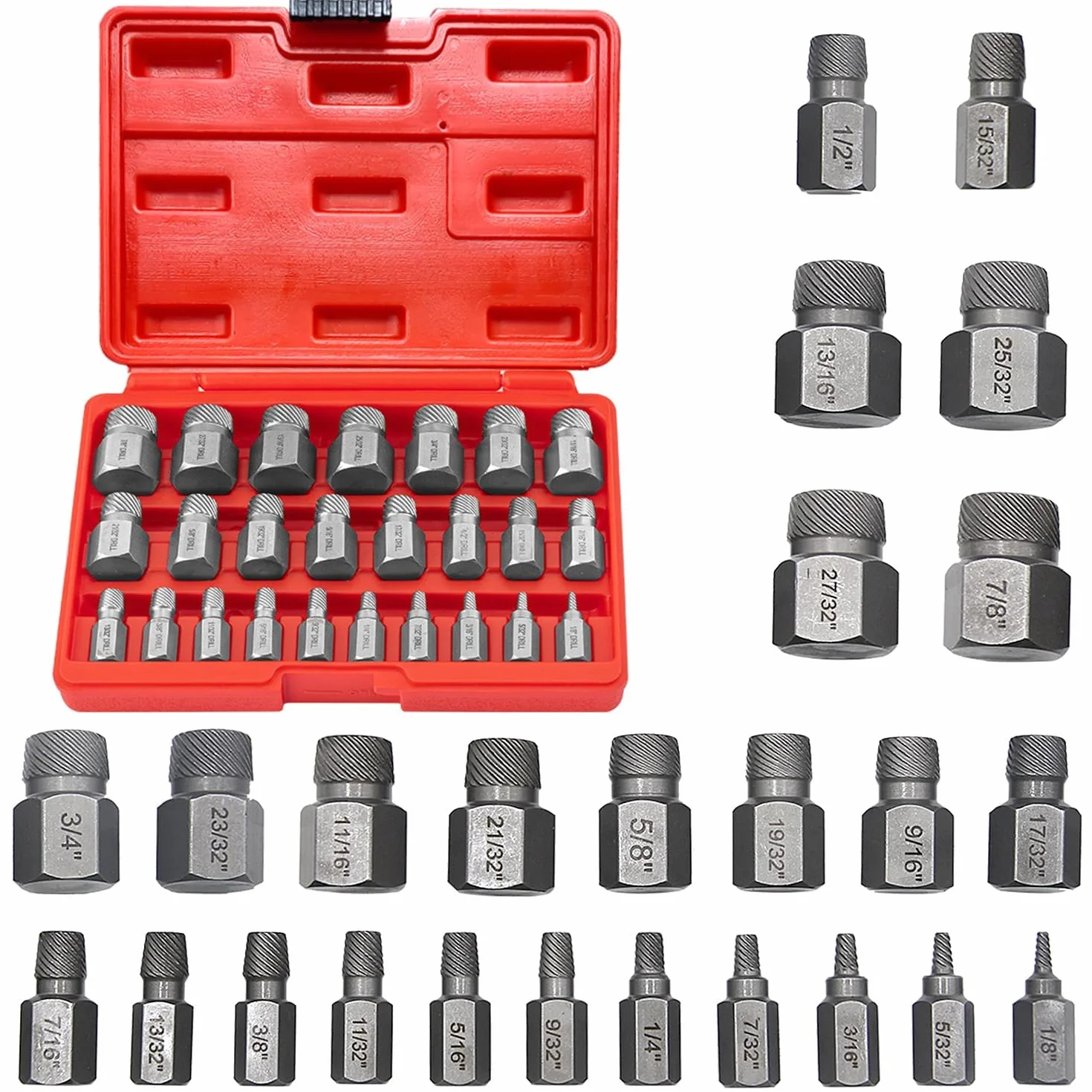 Juego de 25 Extractor de Tornillos Dañados Profesionales, Extractor Tornillos Rotos, Saca Tornillos Rotos - ¡Remueva Tornillos y Pernos con Facilidad y Precisión