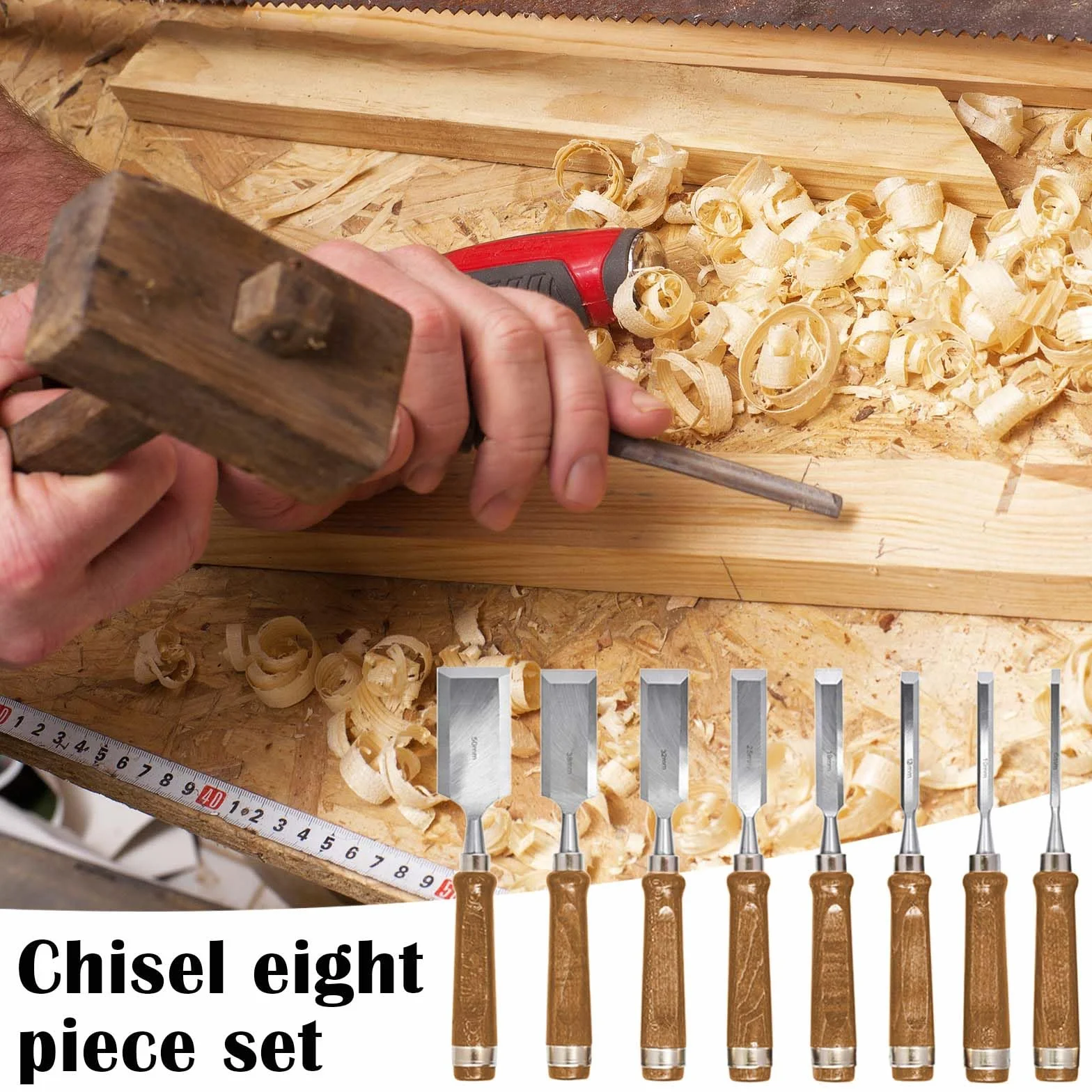 Juego De 8 Cinceles Para Madera, Cincel Manual Para Tallar Madera Con Piedra De Amolar Y Guía