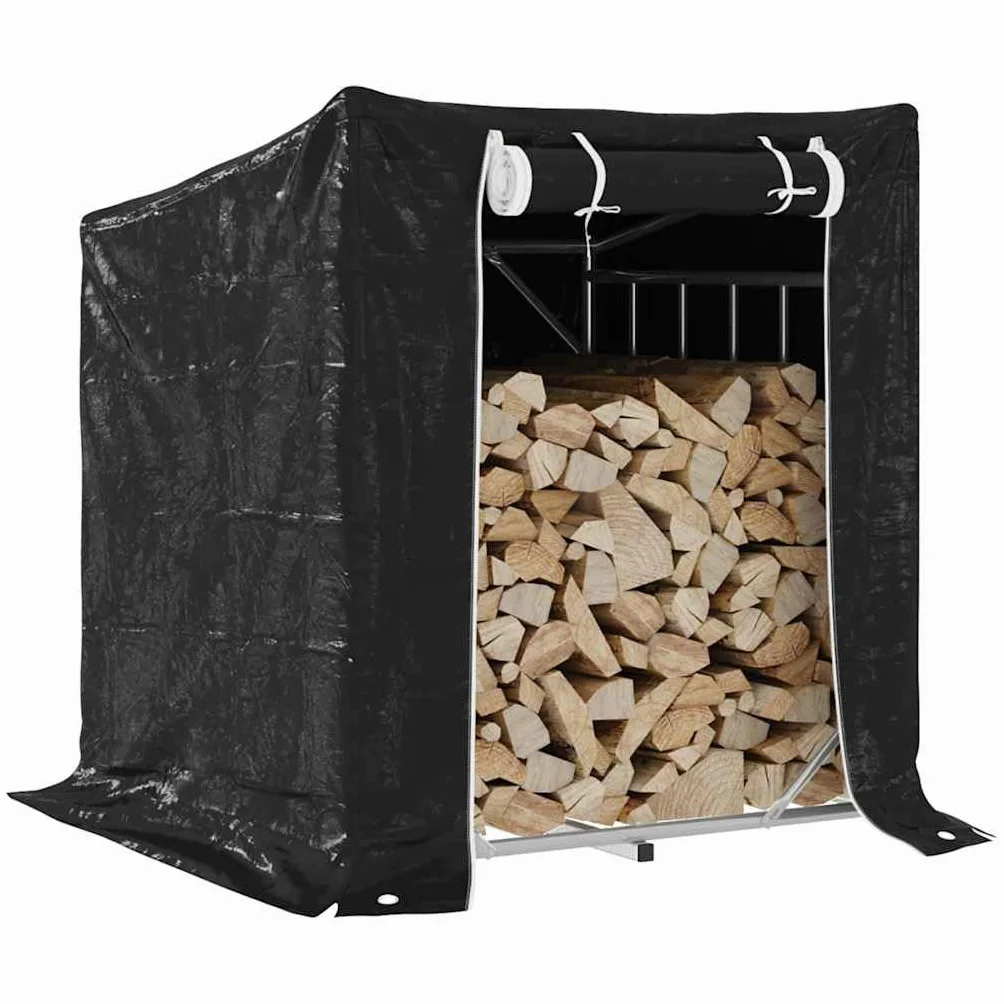 vidaXL Leñero Cubierta Lluvia 100,5x80,5x110,5 cm Acero galvanizado, Almacenamiento de leña, Soporte para leña para Chimenea, Almacenamiento de leña para Interior