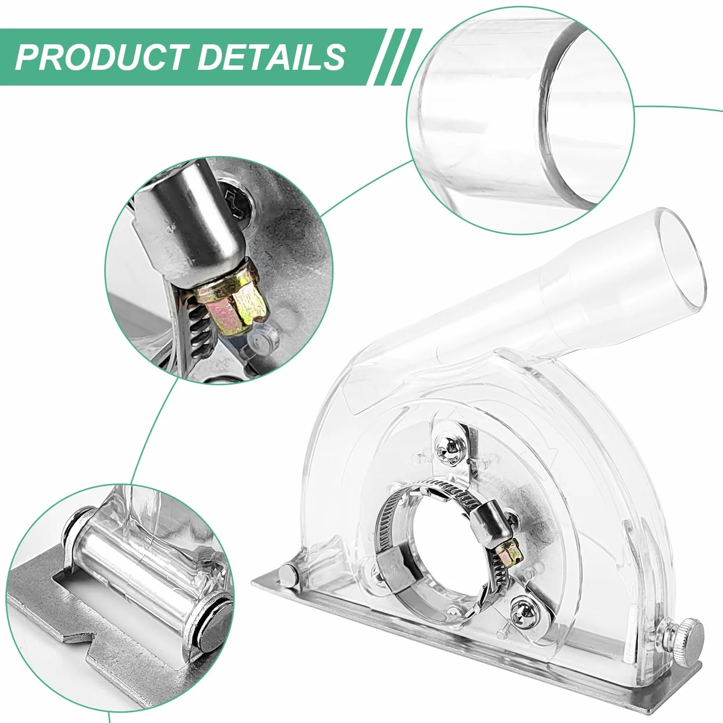 Campana de Escape de Amoladora de 100 mm/125 mm/150 mm con Llave Hexagonal y Arandelas, Campana de Amoladora Angular con Ranuras Guía para Discos de Corte de 90 mm, 115 mm y 125 mm (1)