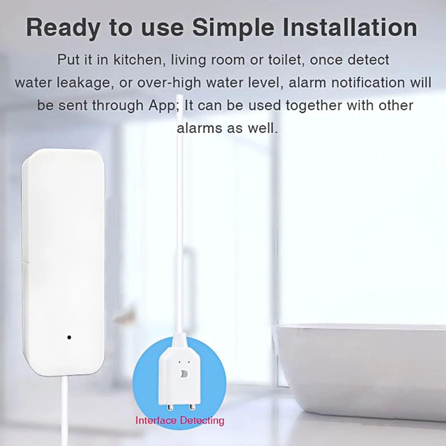 Sonew Alarma Inteligentede Fuga de Agua WiFi, Detector de Desbordamiento de Agua y de Inundaciones en el Hogar, Mensaje de Alarma en Tiempo, Real Push a Través de la Aplicación, de Seguridad