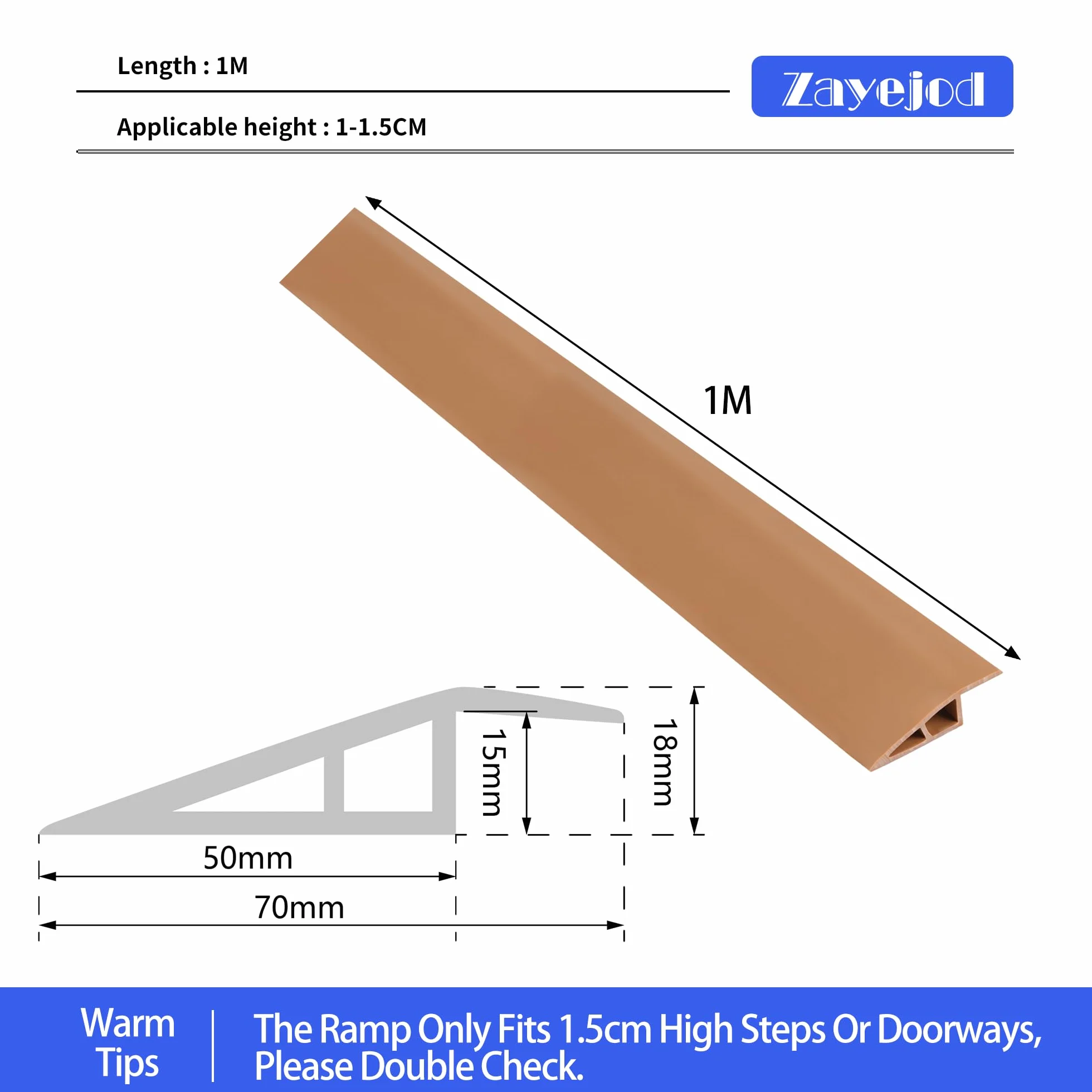 1M Perfil de Transición para Pisos PVC Tira de Umbral Tiras de Transición de Suelo Tapajuntas Suelo Adhesivo Tira Divisoria Puerta, Altura de Transición Inferior a 1.5 cm, Amarillo Marrón