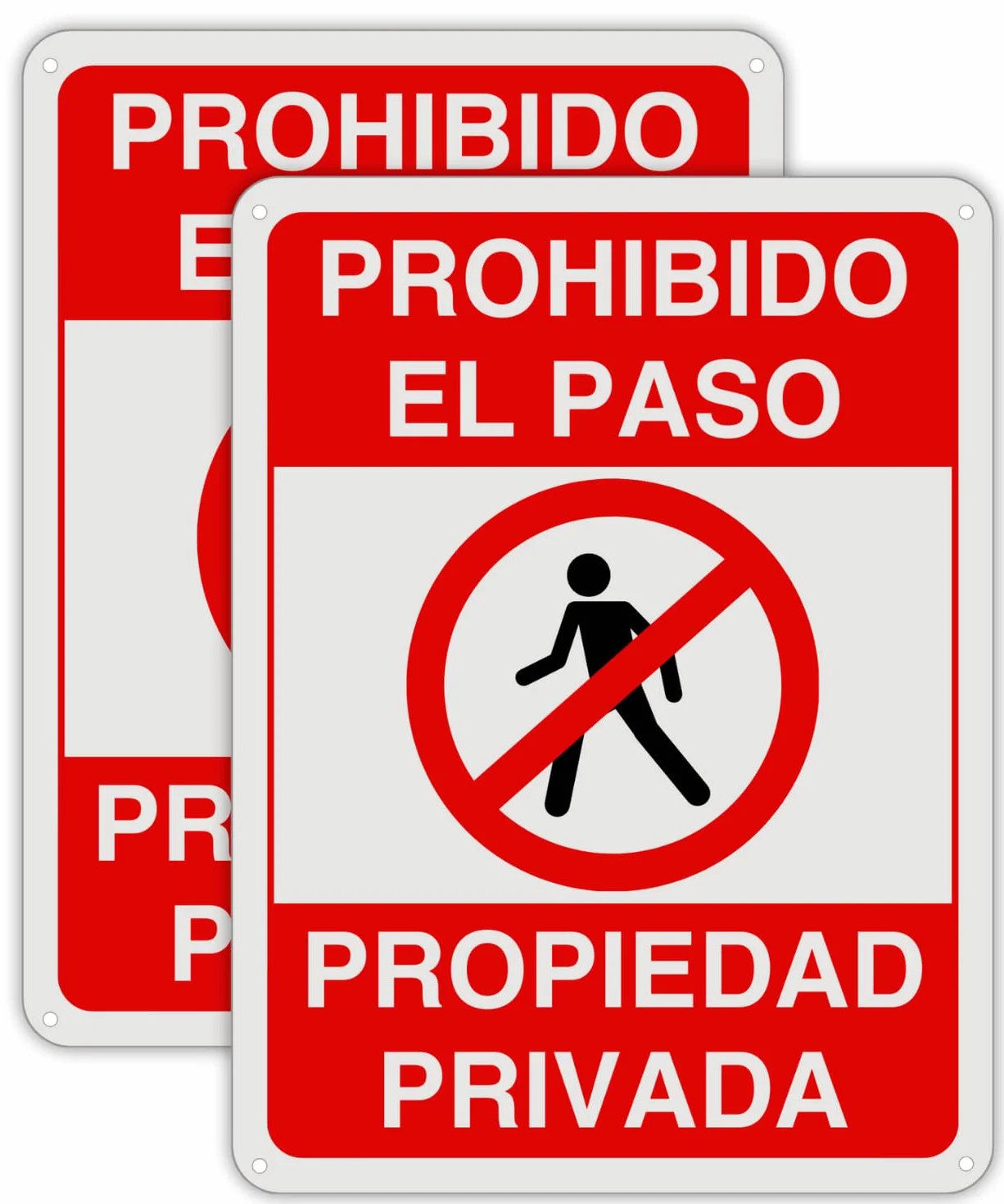 Cartel Prohibido el Paso - 21x28 cm - Aluminio Reflectante - Grosor 0.8 mm - Cartel Propiedad Privada - Resistente Exterior - Impresión UV - Señal Disuasión Prohibido Paso - 2 Unidades (2)