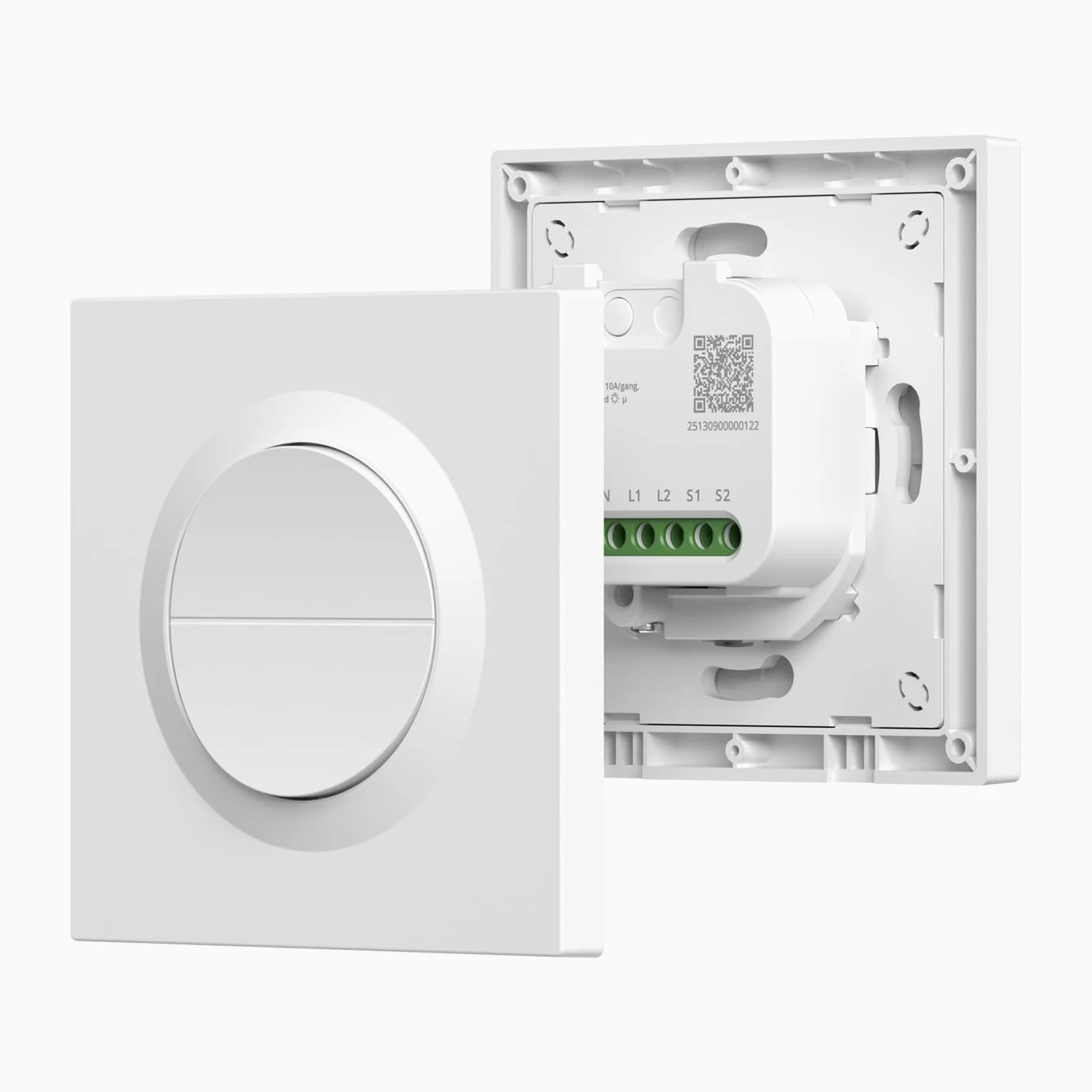 SONOFF Fusion, Orb-MW2(MINI-2GS-E), Interruptor de Luz Inteligente Matter, 2 grupos, Wi-Fi 2.4GHz, Cable Neutro Requerido, Control Remoto y por Voz, Compatible con Alexa/Siri, 10A/grupo, 16A/total