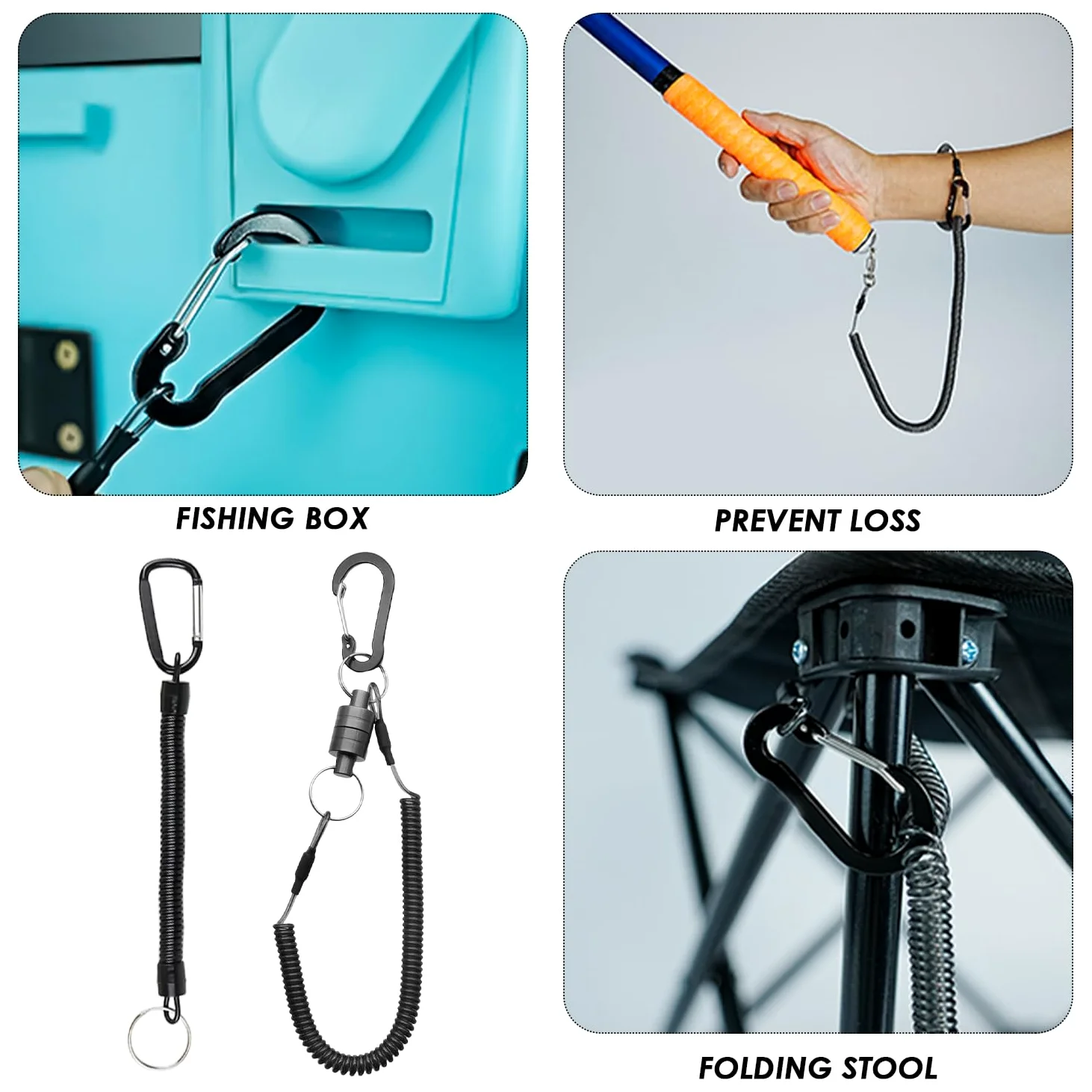 1 Pieza De Cuerda Magnética De Pesca, 1 Pieza De Cuerda Perdida Telescópica, Cuerda con Clip Magnético, Cordón De Mosquetón, Cuerda De Mano Magnética Antipérdida para Exteriores