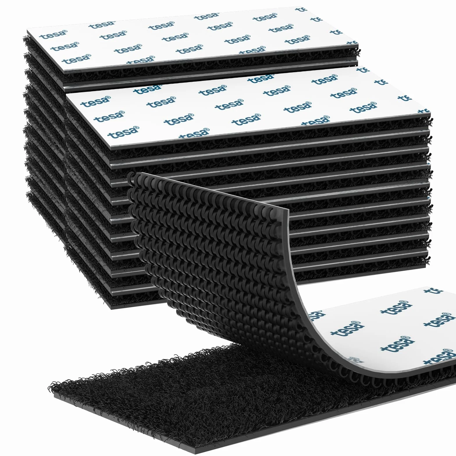 EMITEVER Autoadhesiva Doble Cara, 50X100mm Tiras Hook y Loop Tape Extrafuerte, Para Marcos De Fotos, Mosquiteras, Alfombrillas, Automóviles y Hecho a Mano (Negro, 50mmX100mm 20Pares)
