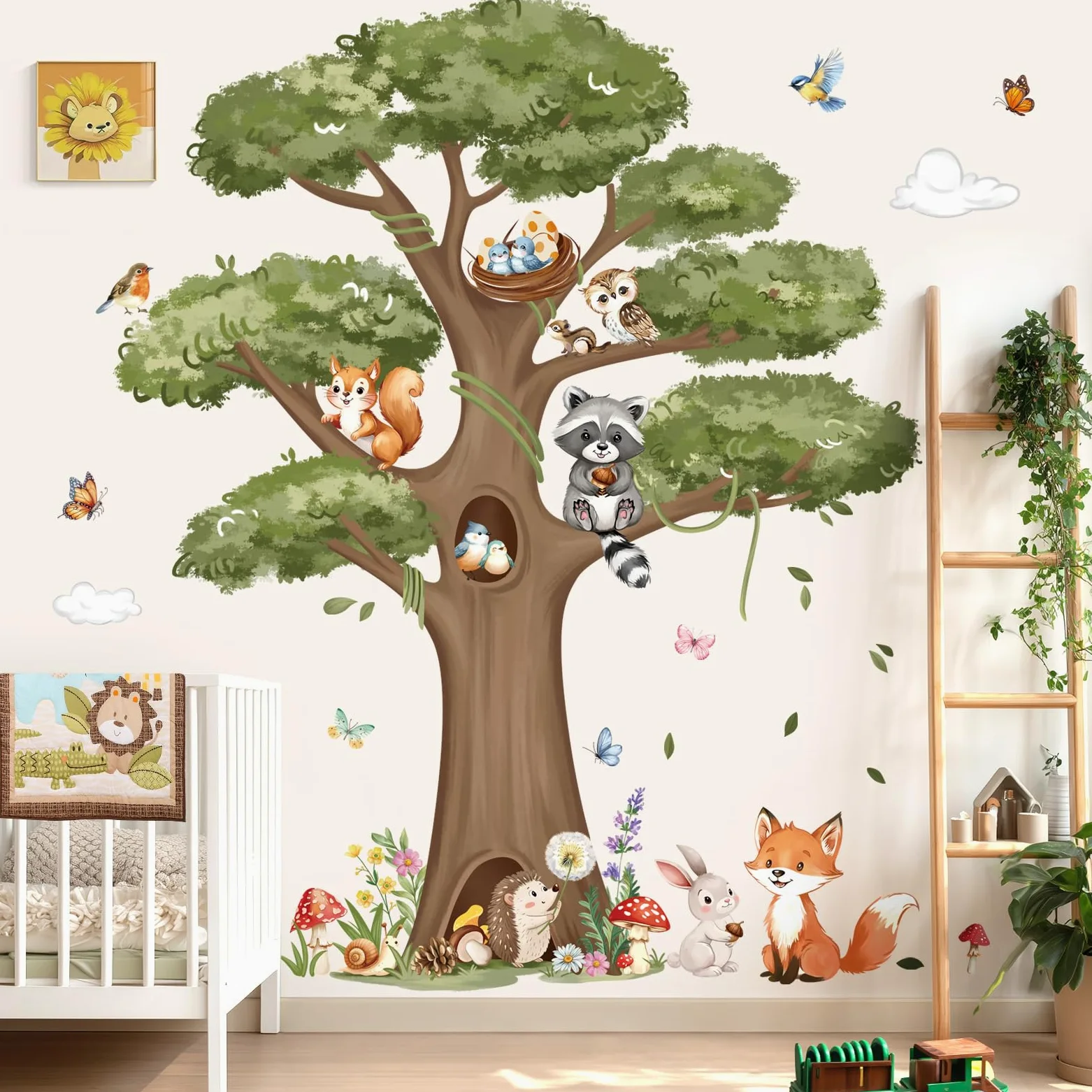 decalmile Pegatinas de Pared Infantiles Animales Árbol Grande Vinilos Decorativos Animales del Bosque Zorro Conejo Ardilla Adhesivos Pared Habitación Niños Guardería Aula