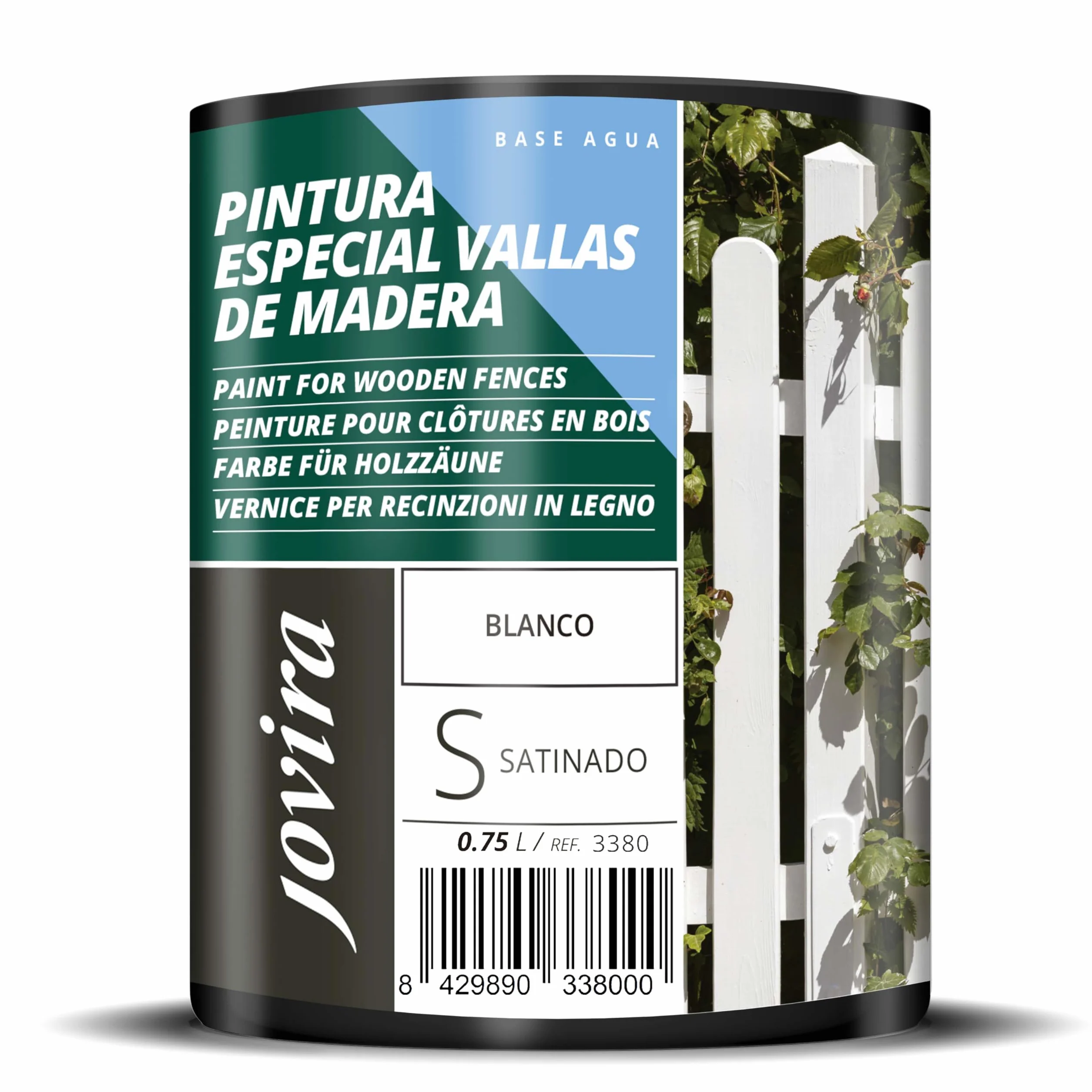 JOVIRA PINTURAS Pintura Vallas de Madera, Esmalte para Madera exterior para Vallas, Casa de madera, Garajes, etc. (750 Mililitros, Blanco) B-5