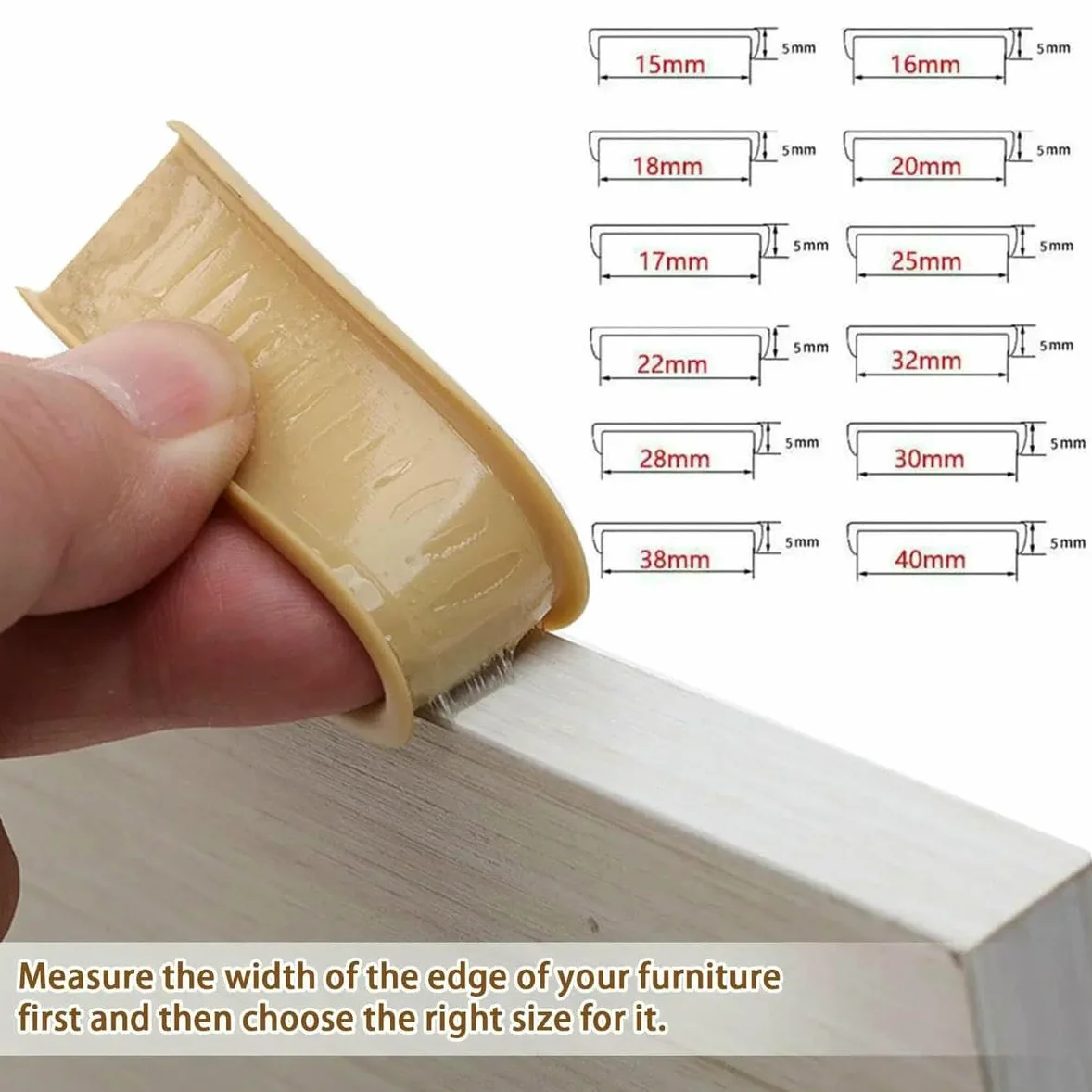 Cinta de cantos autoadhesiva en forma de U de 5 m para protección de bordes y esquinas de muebles, mesas y armarios (gris, 14,0 mm).