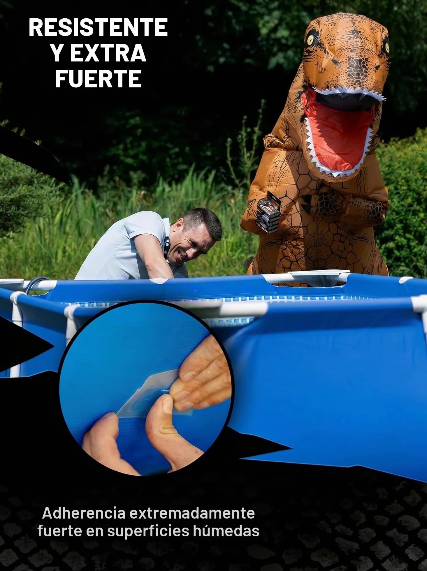 T-REX Waterproof Tape Transparent - Cinta acorazada impermeable - Cinta de sellado ideal para piscinas y exteriores - Resistente a los rayos UV y al calor - 50mm x 1,5m