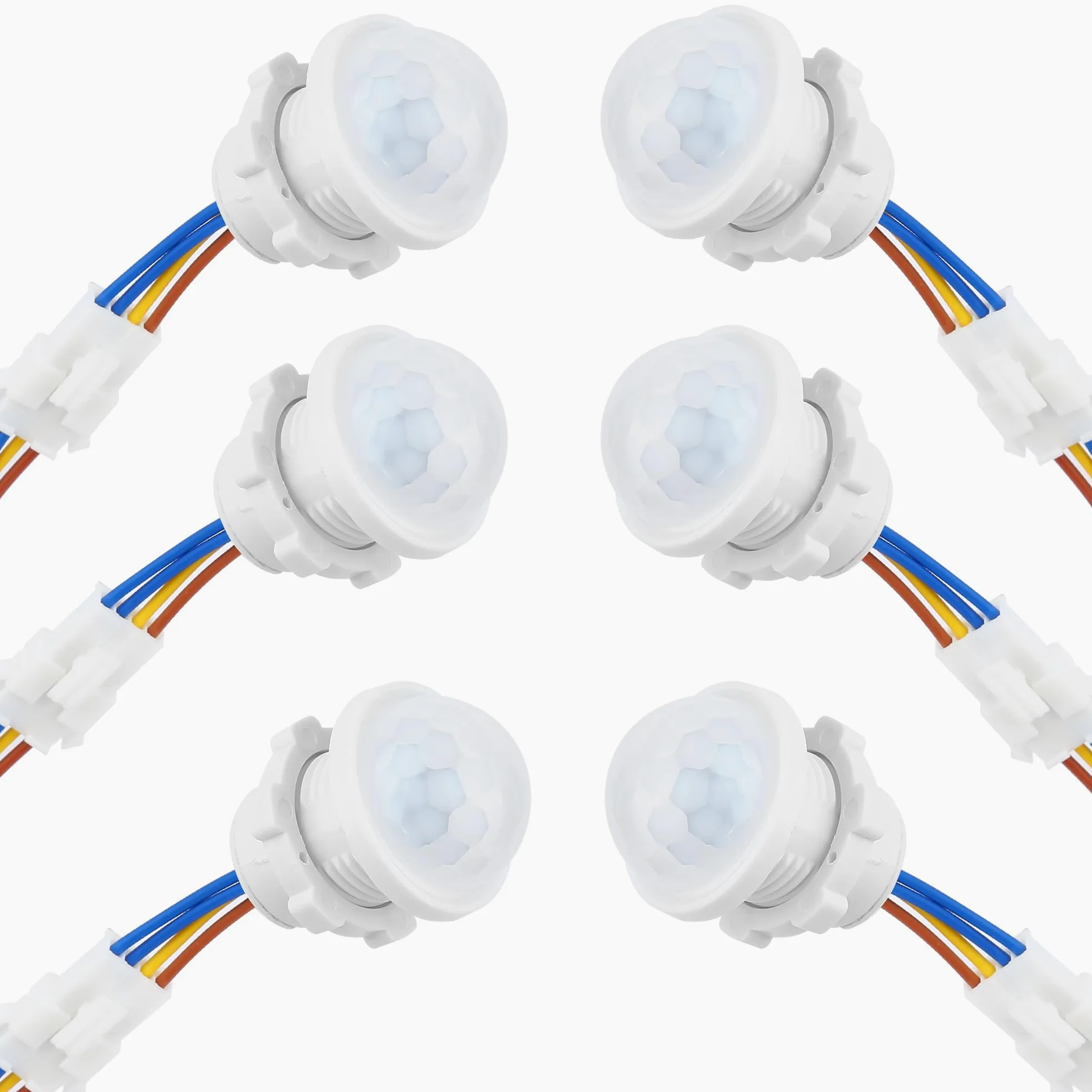 Pack de 6 interruptores de luz con detector de movimiento, sensor infrarrojo PIR, retardo de tiempo 30S, detección inteligente para LED, focos y otras luces existentes, techo y soporte de pared
