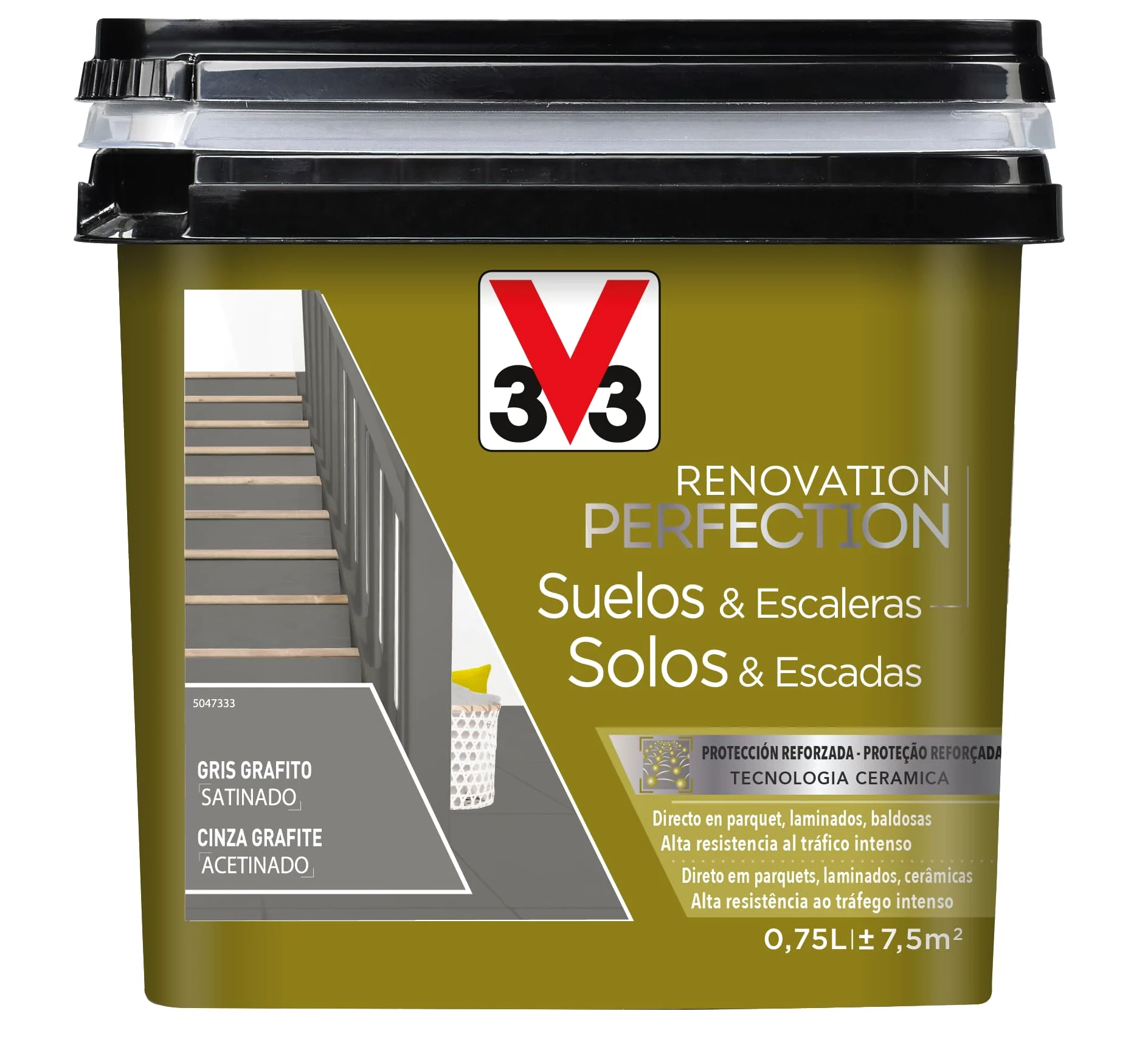 V33 Esmalte Renovation Perfection Suelos Gris Grafito Satinado 0,75L