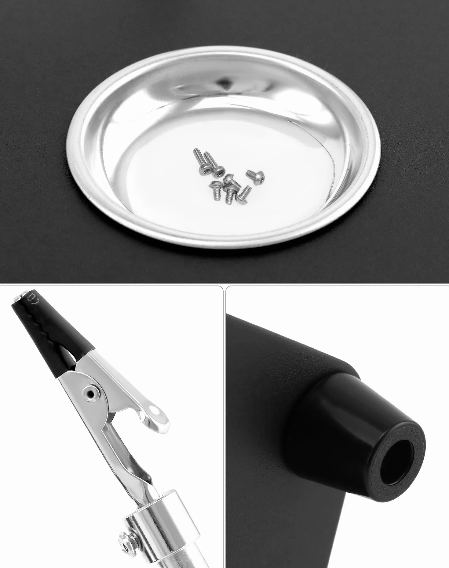 QWORK® Estación de soldadura de tercera mano con lupa 3X y 4 brazos flexibles, ayuda para soldar para electrónica, joyería, manualidades y más