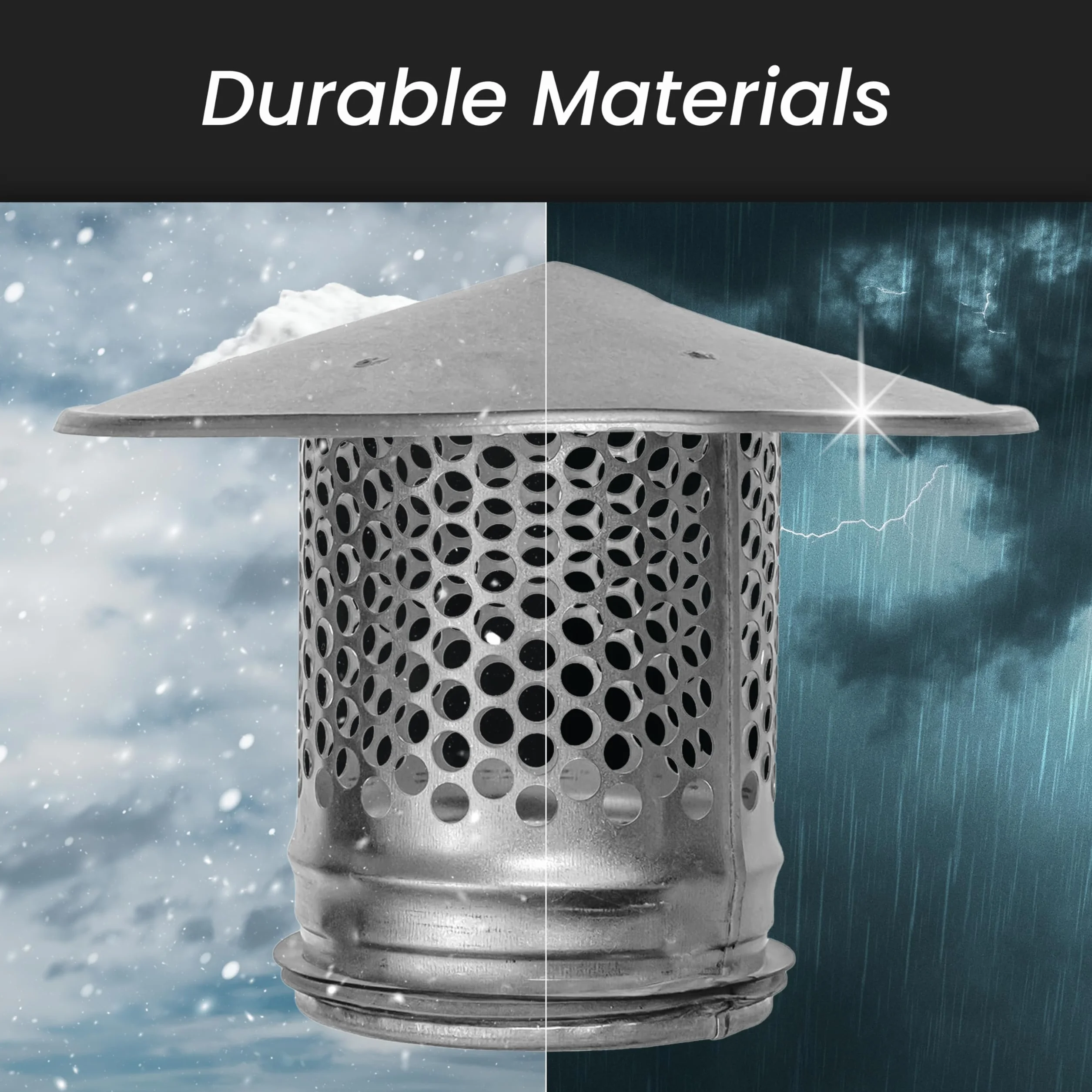 Tapa de lluvia redonda para techo HVAC ventilación de acero galvanizado para todo tipo de clima, cubierta de techo redonda con junta de goma para un aislamiento perfecto de 125 mm / 12.5 cm