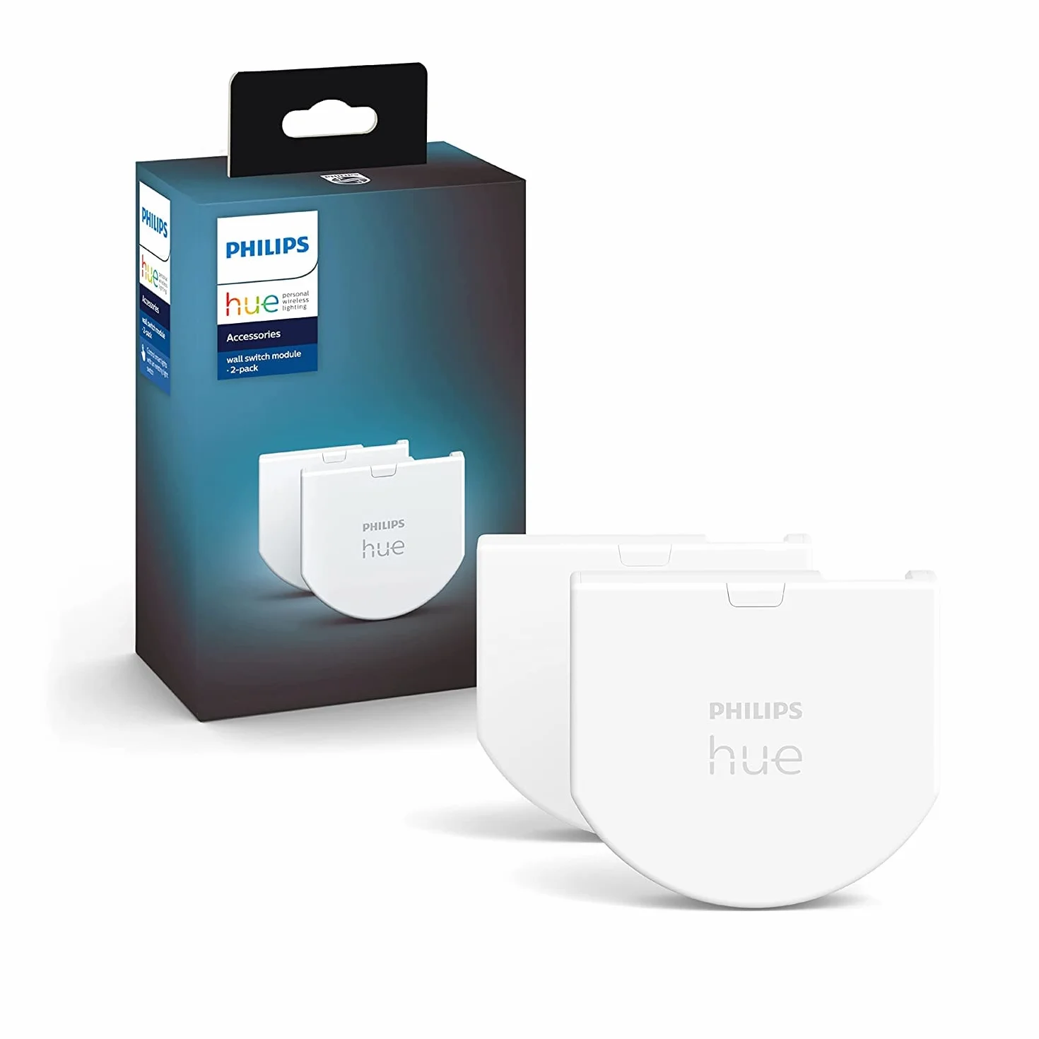 Philips Hue - Módulo de interruptor de pared, permite un acceso constante a dispositivos Hue, instálalo detrás de los interruptores de pared existentes, Pack de 2, blanco