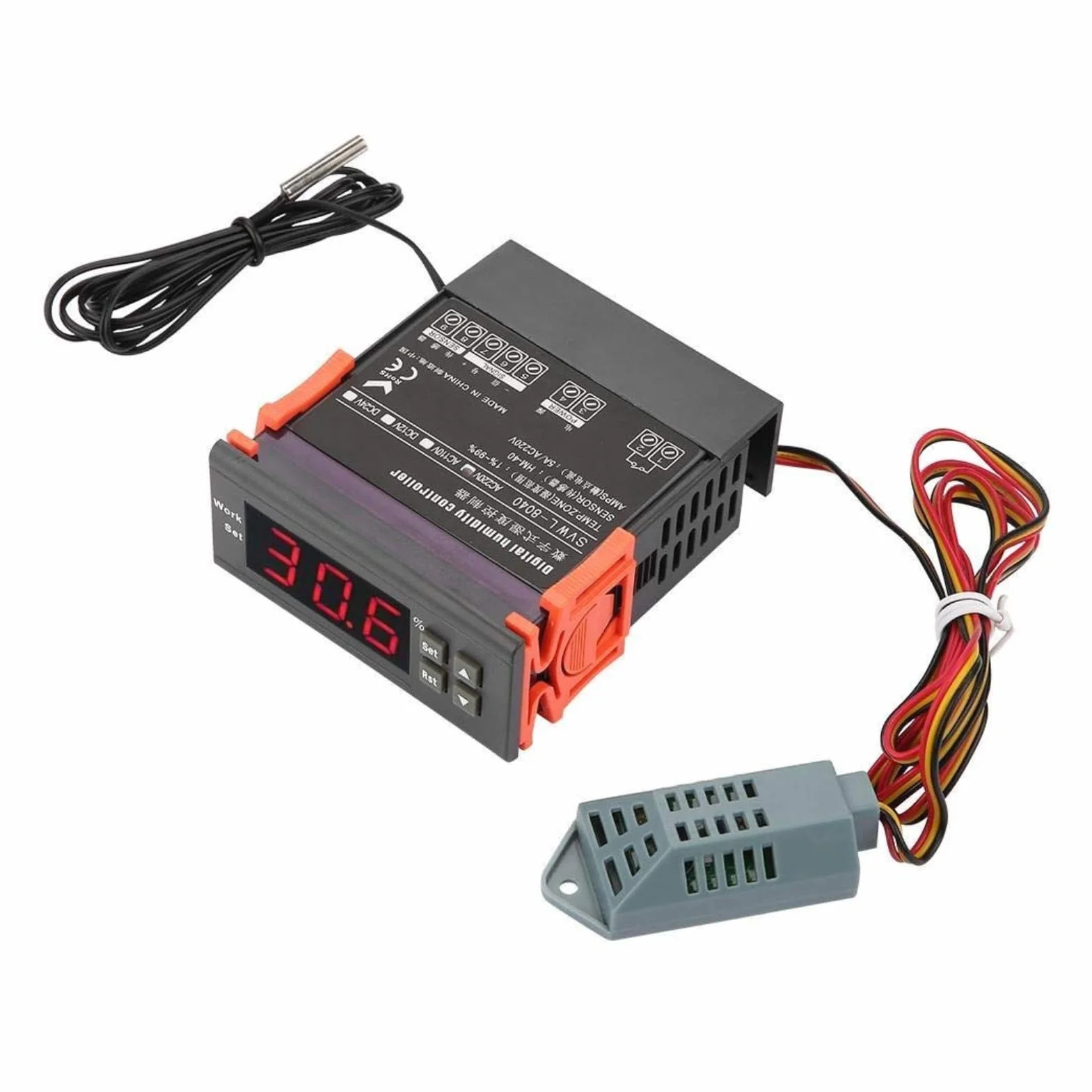 Broco Controlador de Humedad de 220V Rango de Humedad en Aire WH8040 Controlador Digital de 1% -99% de Humedad Relativa HM-40 Tipo de Sensor
