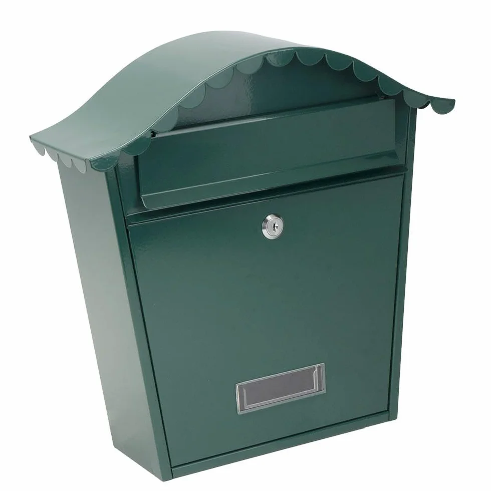 PRENDELUZ Buzón de Correo de Acero galvanizado Verde, 37x36x13,5 cm, con tejadillo antilluvia, Ideal para Recibir correspondencia y Proteger Documentos.