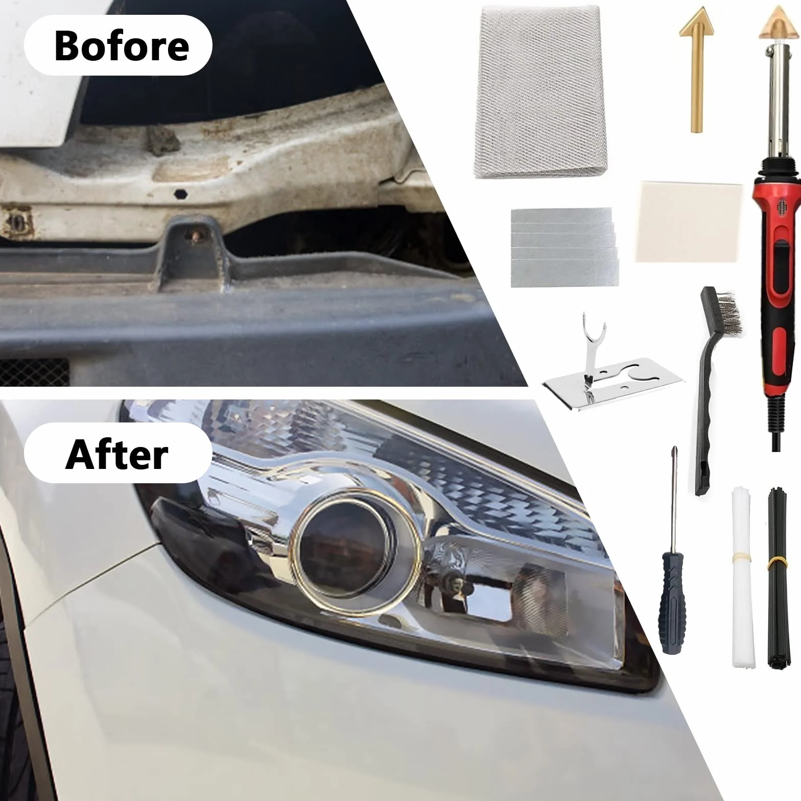 Soldadura de Plástico Kit, Juego de Soldadura de Plástico,Soldador de Plástico,Soldador para Coches,Juego de Reparación,Para Bricolaje, Artesanía, Reparación Superficies, Parachoques, Kayak