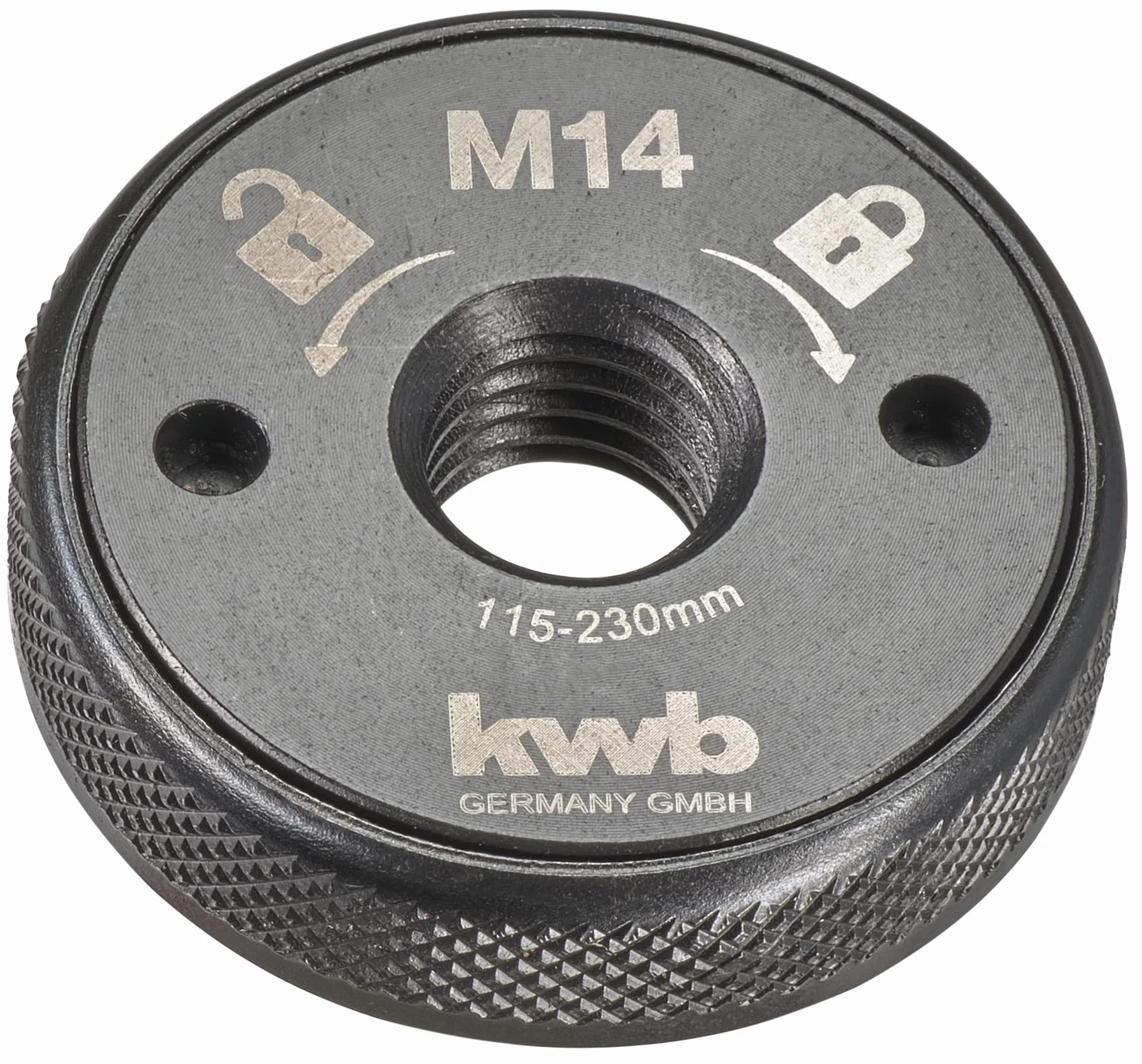 kwb Tuerca de liberación rápida para amoladora angular M14, liberación rápida para discos de corte de 115-230 mm, cambio sin herramientas sin llave