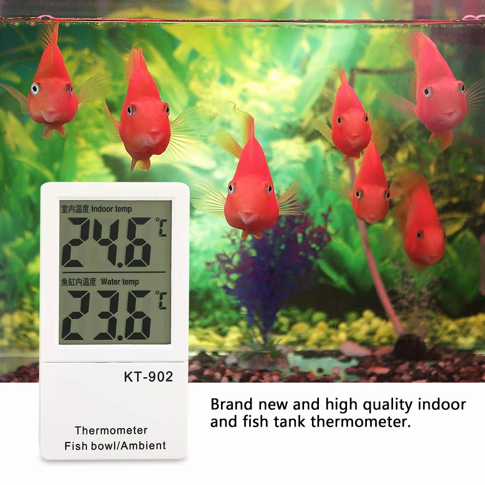 Fdit Termómetro de Acuario Digital de LCD Termómetro de Tanque de Peces Alarma Dual de Temperatura Metro de Exhibición de Temperatura