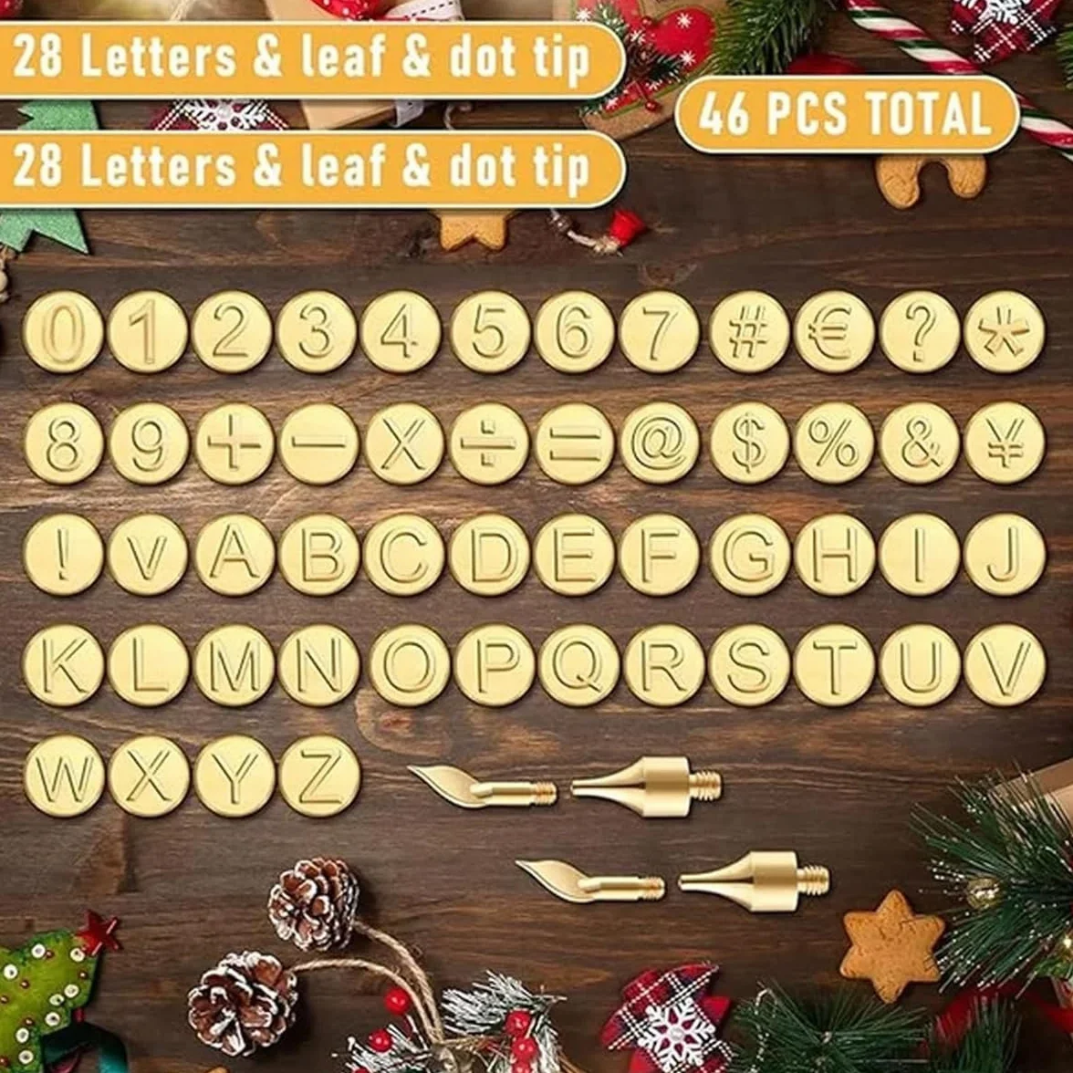 Molde de cobre 26 letras, juego de quemado tallado madera, herramienta sellos calientes alfabeto, sello cuero relieve