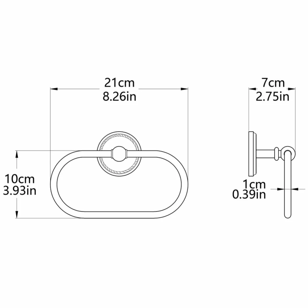 DOITOOL Toallero de Pared Ovalado de Latón para Baño y Cocina Ahorrador de Espacio