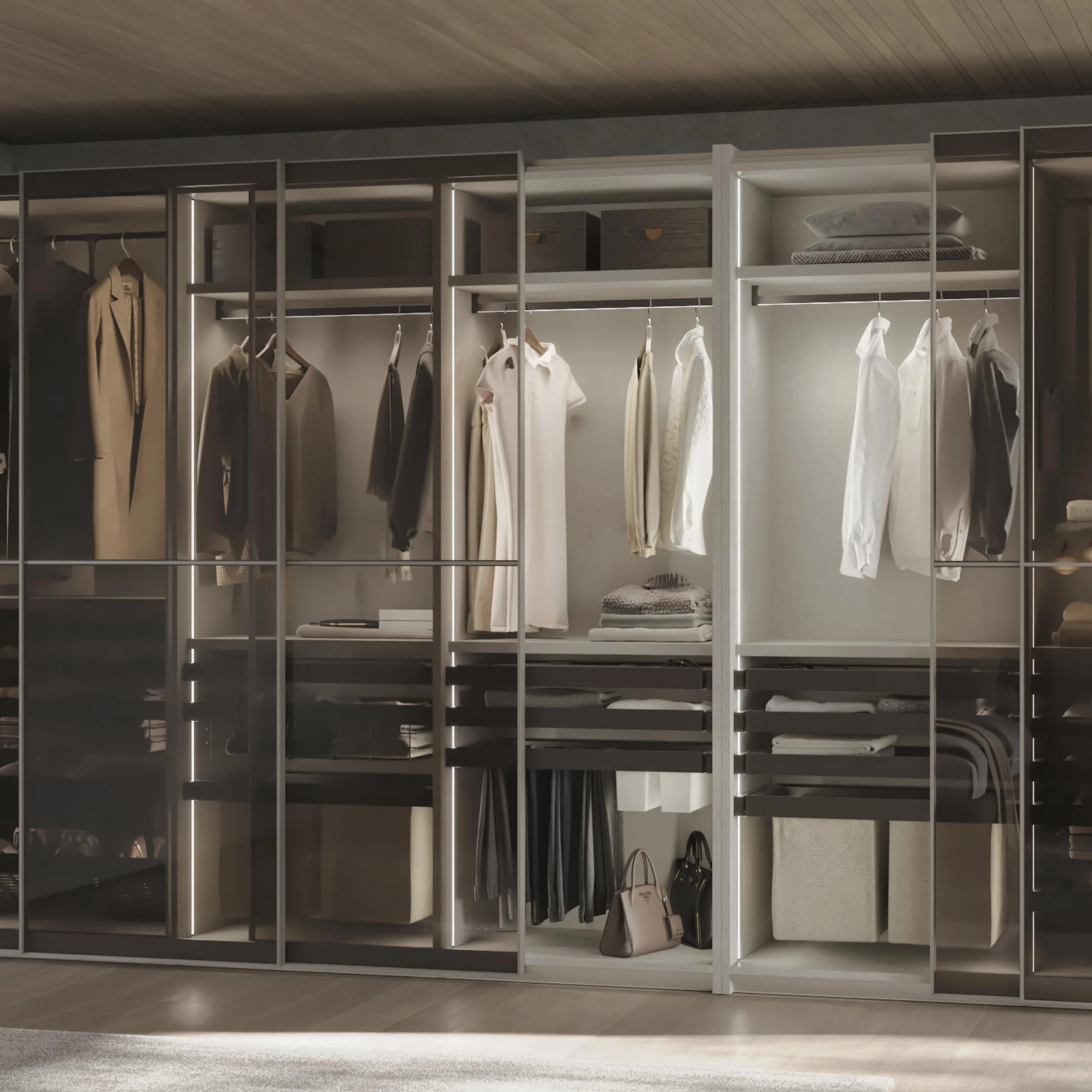 Emuca Kit de barra para armario Luxe 1,15 m Titanio Aluminio y Plástico