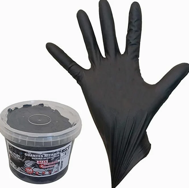 RZT GUANTES de NITRILO TEXTURIZADOS negros – Los guantes de nitrilo MÁS RESISTENTES del mercado – SIN LÁTEX 150 unidades (Talla XL)