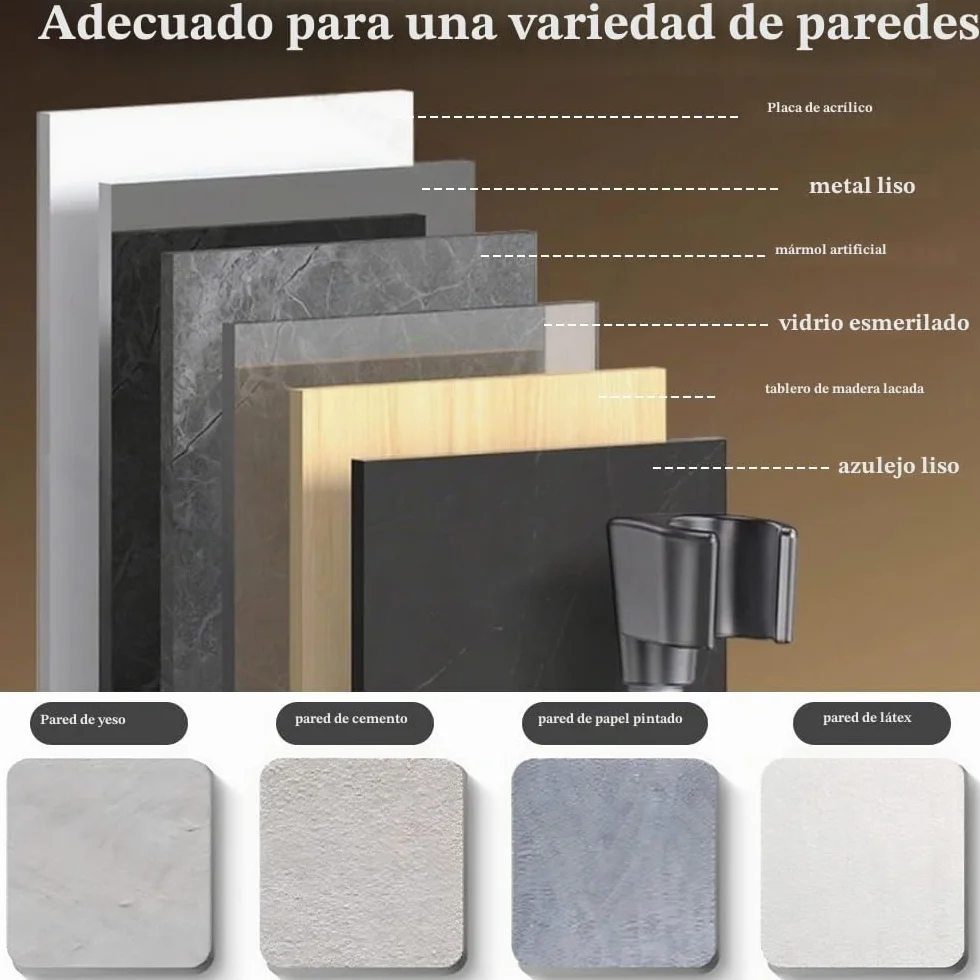 Soporte para Alcachofa de Ducha Sin Taladro Giratorio 360° con Ventosa hasta 15 kg