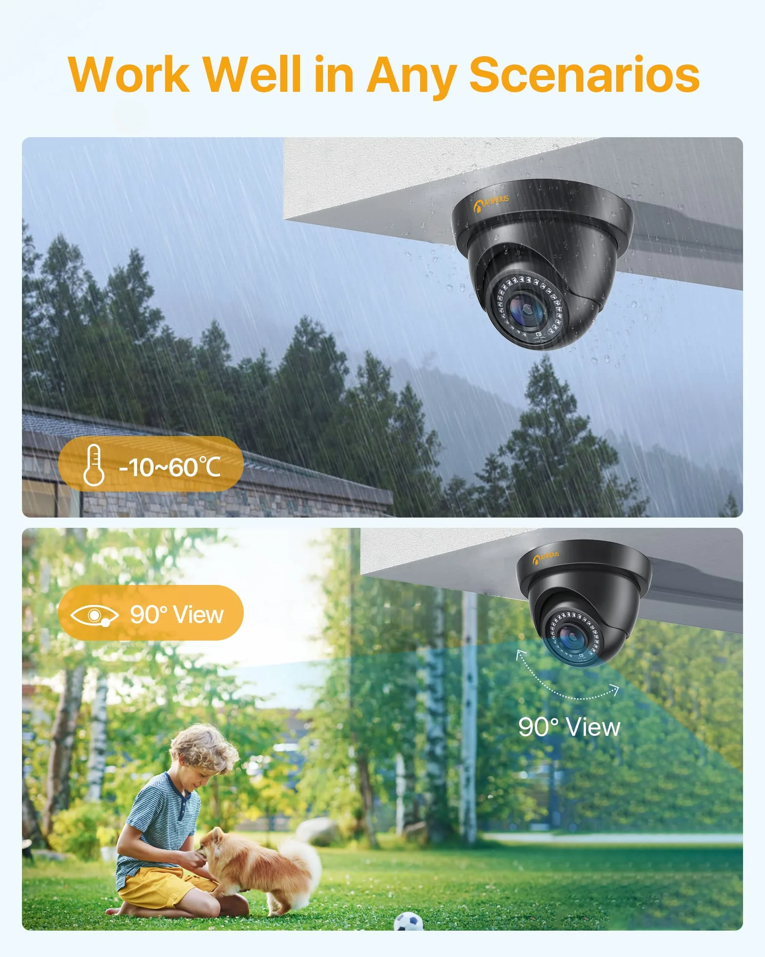 Anlapus 5MP Lite 8CH 1080P Kit de Cámara de Seguridad Exterior H.265+ Sistema de Vigilancia DVR con 4 Cámara Vigilancia 20M Visión Nocturna Detección de Movimiento Monitoreo Remoto 1TB HDD