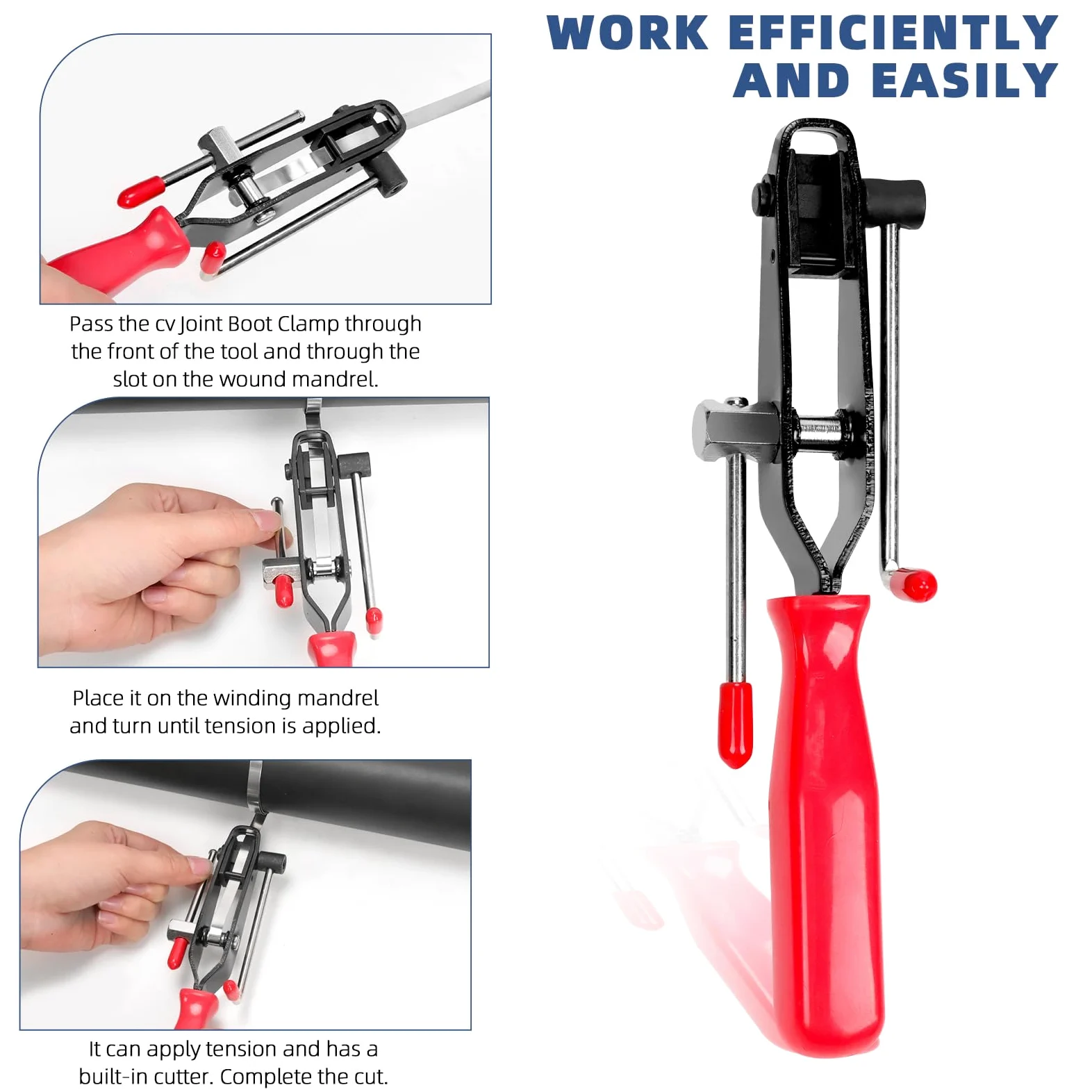 Glarks Juego de 10 abrazaderas de acero inoxidable 304, herramienta de abrazadera de crimpado de arranque de junta CV, abrazadera de guía CV universal pequeña y grande con alicates de abrazadera de