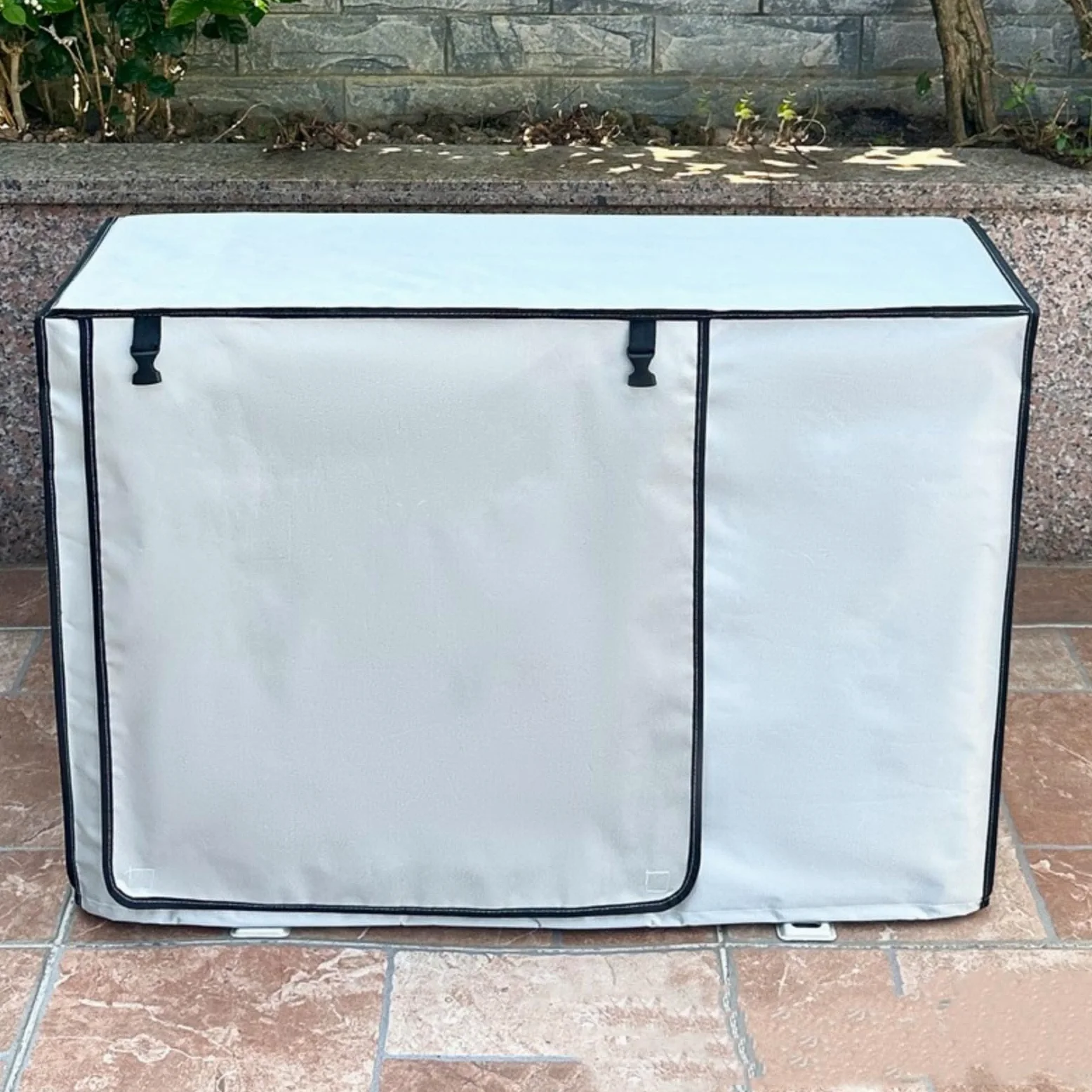 Funda para motor de aire acondicionado exterior, lona exterior anti-nieve anti-polvo, cubierta de aire acondicionado con hebilla fija, tejido Oxford, resistente al sol y a la humedad
