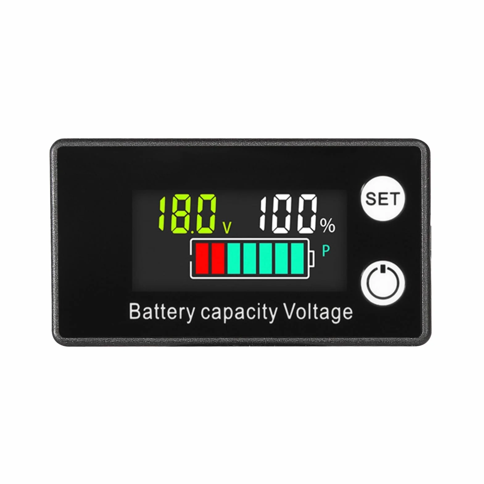 DEWIN Voltímetro Digital, Monitor de Capacidad de Batería LCD Medidor de Voltaje de Nivel de Batería con Alarma para Automóviles y Barcos DC 8V-100V Probador para Li-ion Lifepo4, plomo y ácido