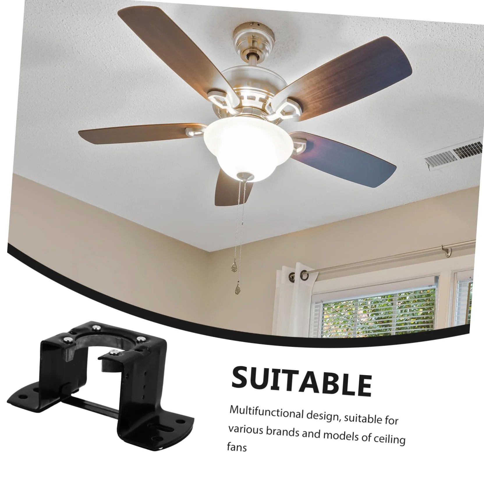Yardenfun Kit de Montaje para Ventilador de Techo Soporte de Instalación para Techos Inclinados Adaptador Compatible Varios Hierro Resistente Fácil de Instalar para Hogar Color Negro