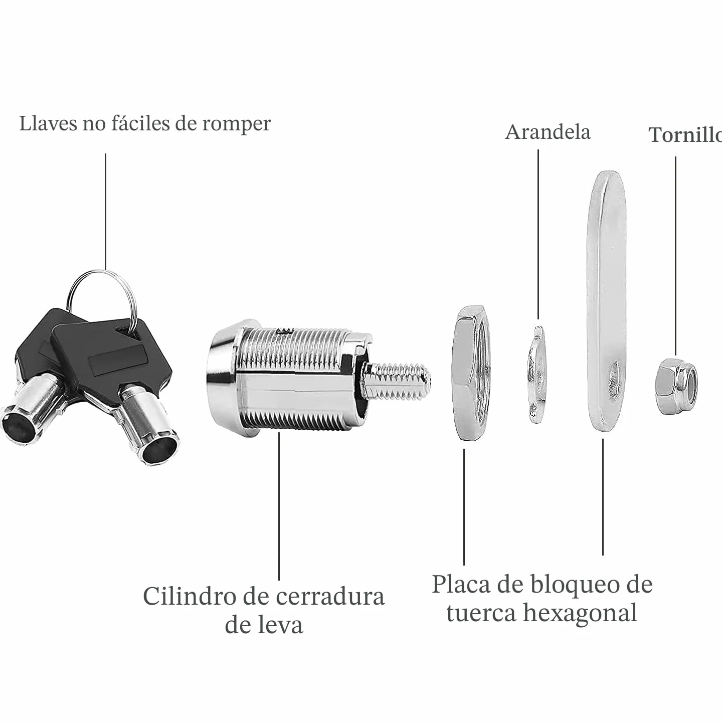 Cerradura tubular de rosca 20 mm cilindro para buzón armario llaves iguales