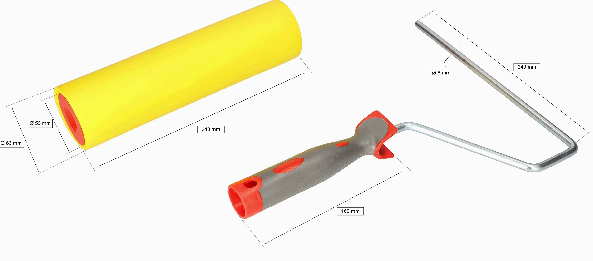KOTARBAU® Rodillo para alisar el papel pintado, Rodillo de papel pintado 240 mm, Rodillo de presión, Rodillo de papel tapiz, Rodillo presionador para empapelar, Rodillo de goma, Rodillo de costura