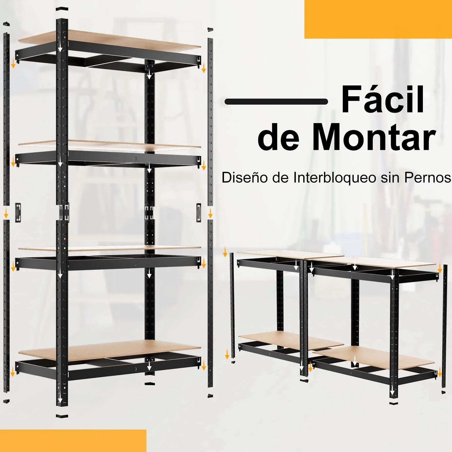 COSTWAY Estante de Almacenamiento para Garaje de Metal y MDF de 4 Niveles Estantería Pesado 80 x 40 x 160 cm Estante Servicio de Taller (Negro)