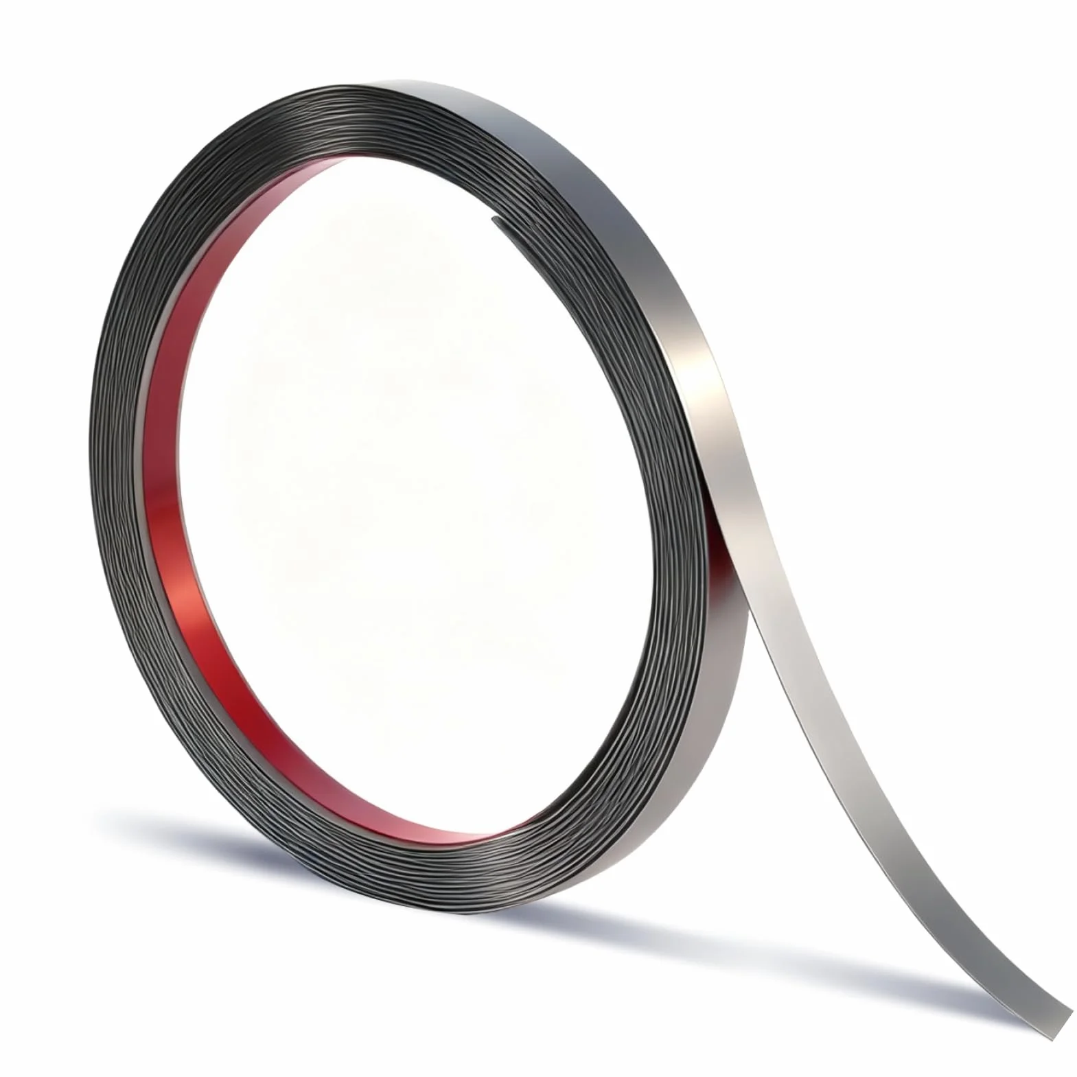 Cinta Metálica Autoadhesiva de Acero Inoxidable Plateada 5m x 1cm para Protección de Bordes