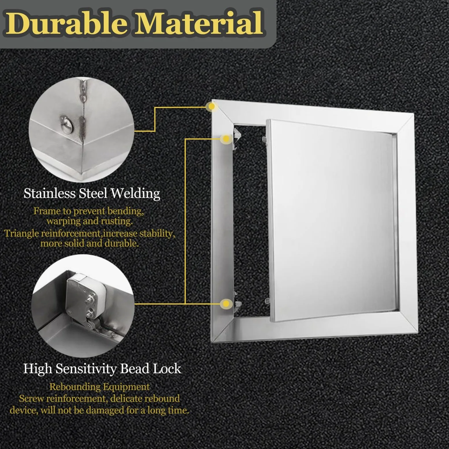 Trampilla Pladur Panel de acceso de acero inoxidable cepillado de 6 x 6 pulgadas, montaje universal empotrado para paneles de yeso, plomería y electricidad, color plateado.(15x25cm(6x10in))