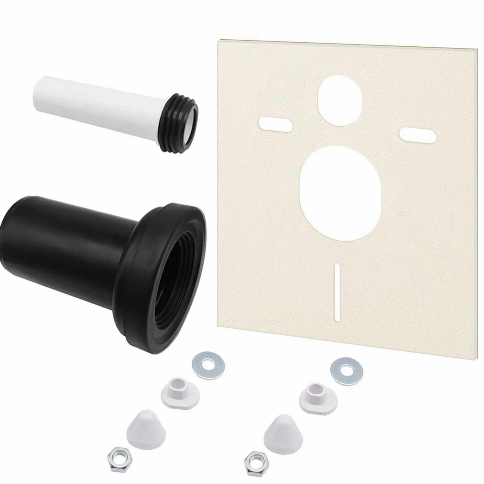 Juego de conexión WC suspendido, compatible con Geberit 152.426.46.1, para tubo PE d90/110, incluye kit de conexión, aislante acústico y accesorios de montaje